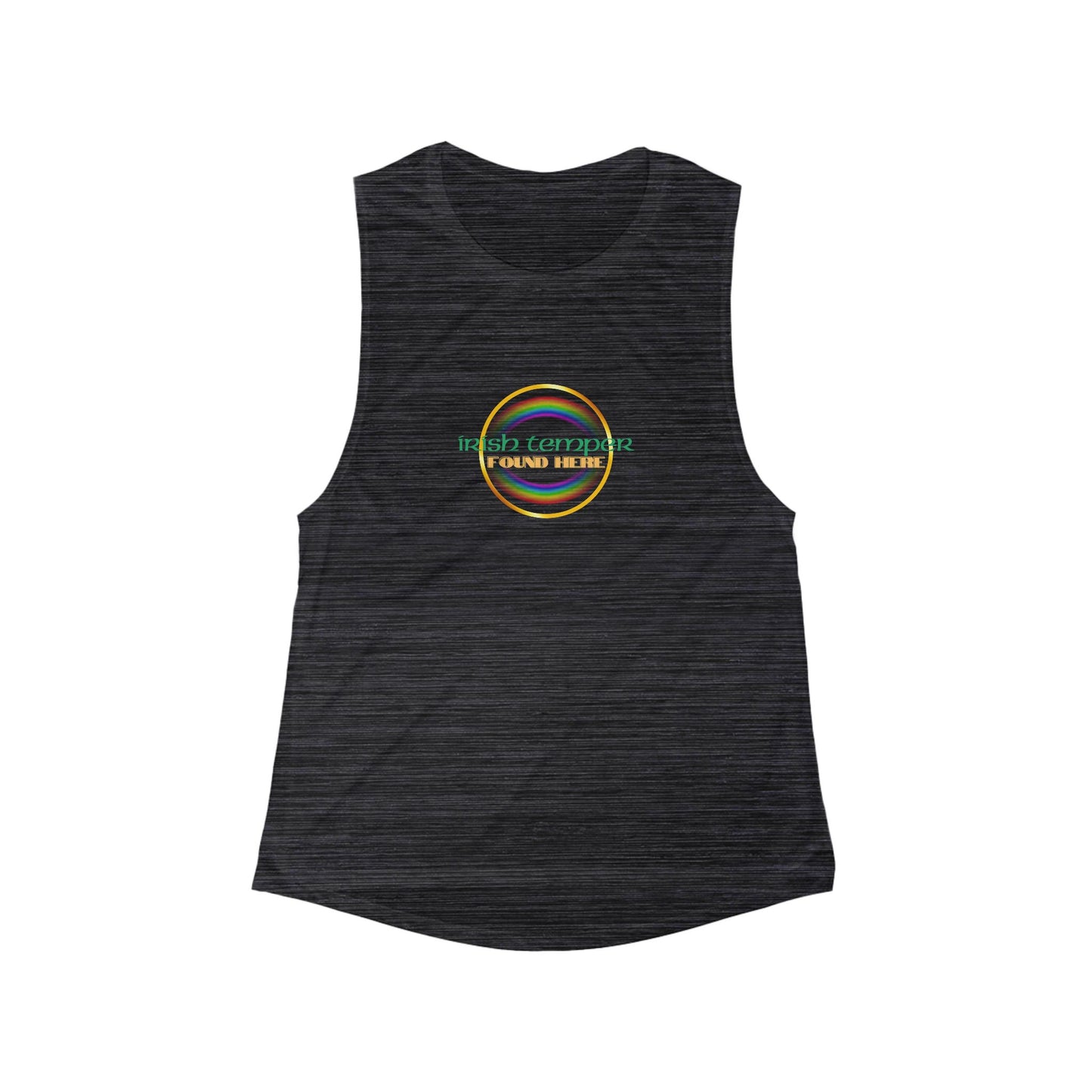 Irish Temper Found Here Women's Flowy Scoop Muscle Tank, rainbow, funny, snarky, personality, womens tee, gift, sleeveless, St Patricks