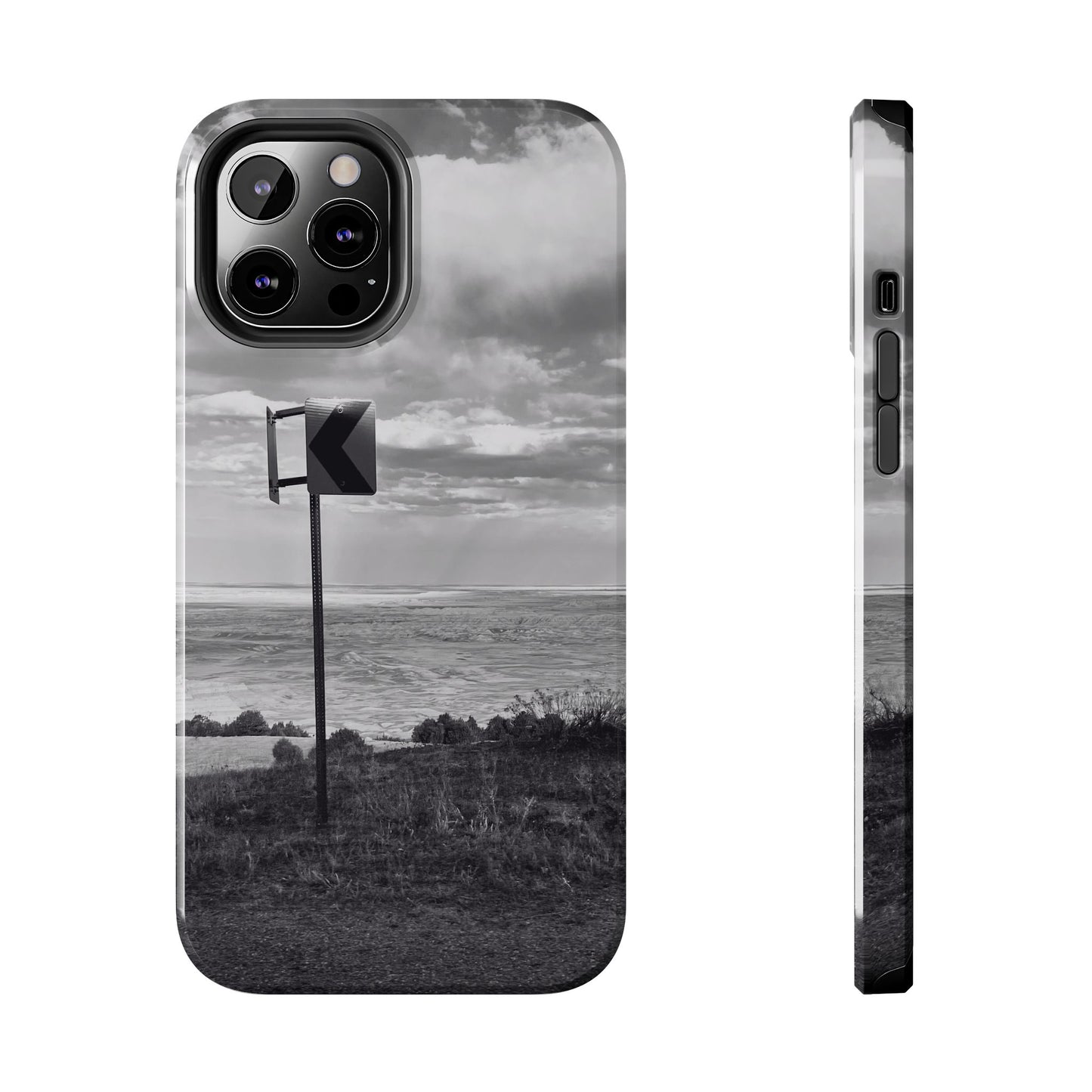 Road Sign Tough Phone Cases, iPhone & Samsung cases, wireless charging, black and white photo, nature, original art, gift birthday Christmas