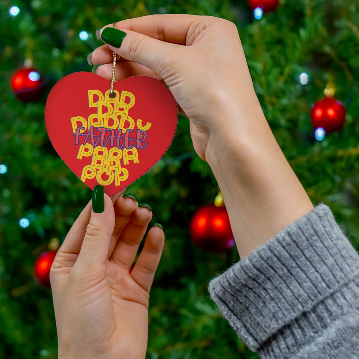Father Hanging Ceramic Ornament - Dad Love Holiday Gifts