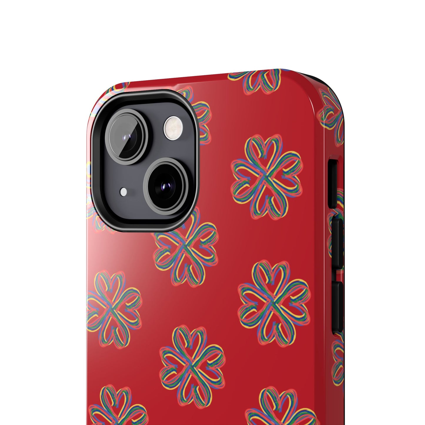 Floral Tough Phone Case, Red Phone Cover, Protective Tech Accessory, Botanical Phone Shell, Gift for Gardeners, Colorful, Wireless Charging