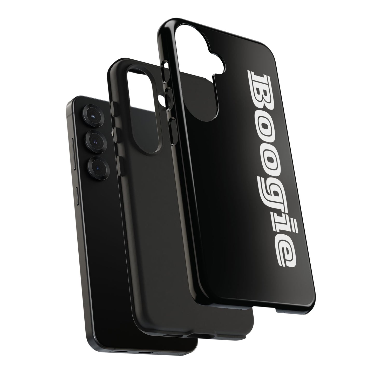 Boogie Black Tough Phone Cases, iPhone Samsung cases, wireless charging, gender neutral women men friends kids teens gift birthday Christmas