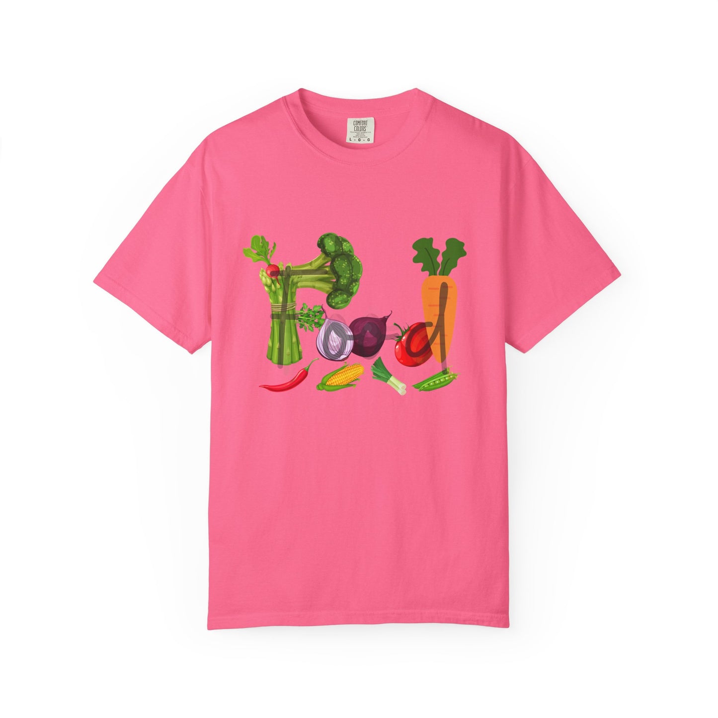 Food Unisex Garment-Dyed T-shirt, vegetables, healthy, groceries, snacks, cooking, gender neutral, casual, relaxed, soft, preshrunk cotton