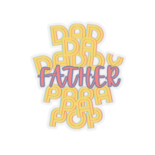 Father Dad Papa Sticker | Family Love Kiss-Cut Stickers Decals for Dads, Grandfathers, Uncles, Father's Day Gift, Vinyl Label