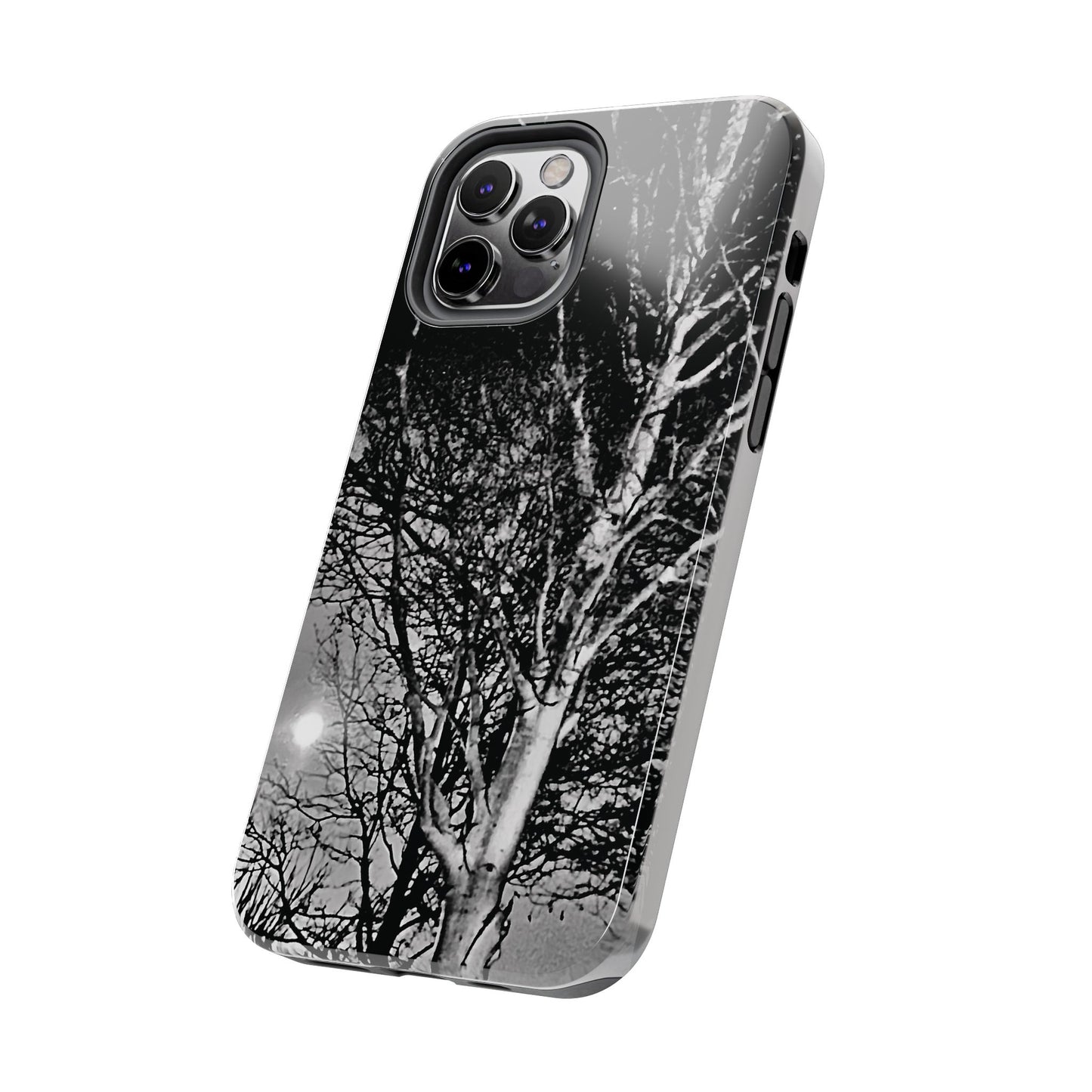 Worm Moon Night Trees Tough Phone Cases, iPhone & Samsung cases, wireless charging, trees, nature, spooky, original photo, gifts, Halloween