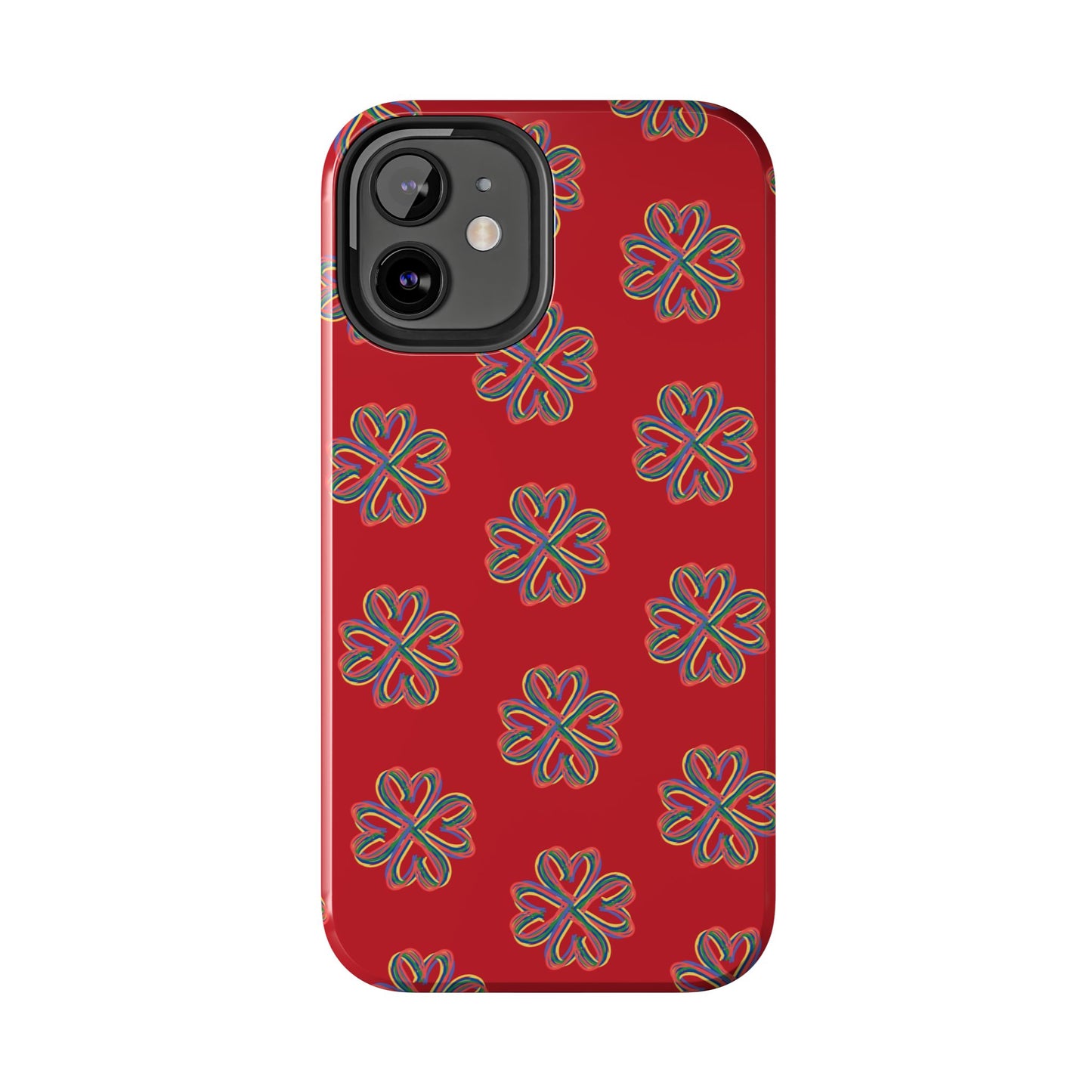 Floral Tough Phone Case, Red Phone Cover, Protective Tech Accessory, Botanical Phone Shell, Gift for Gardeners, Colorful, Wireless Charging