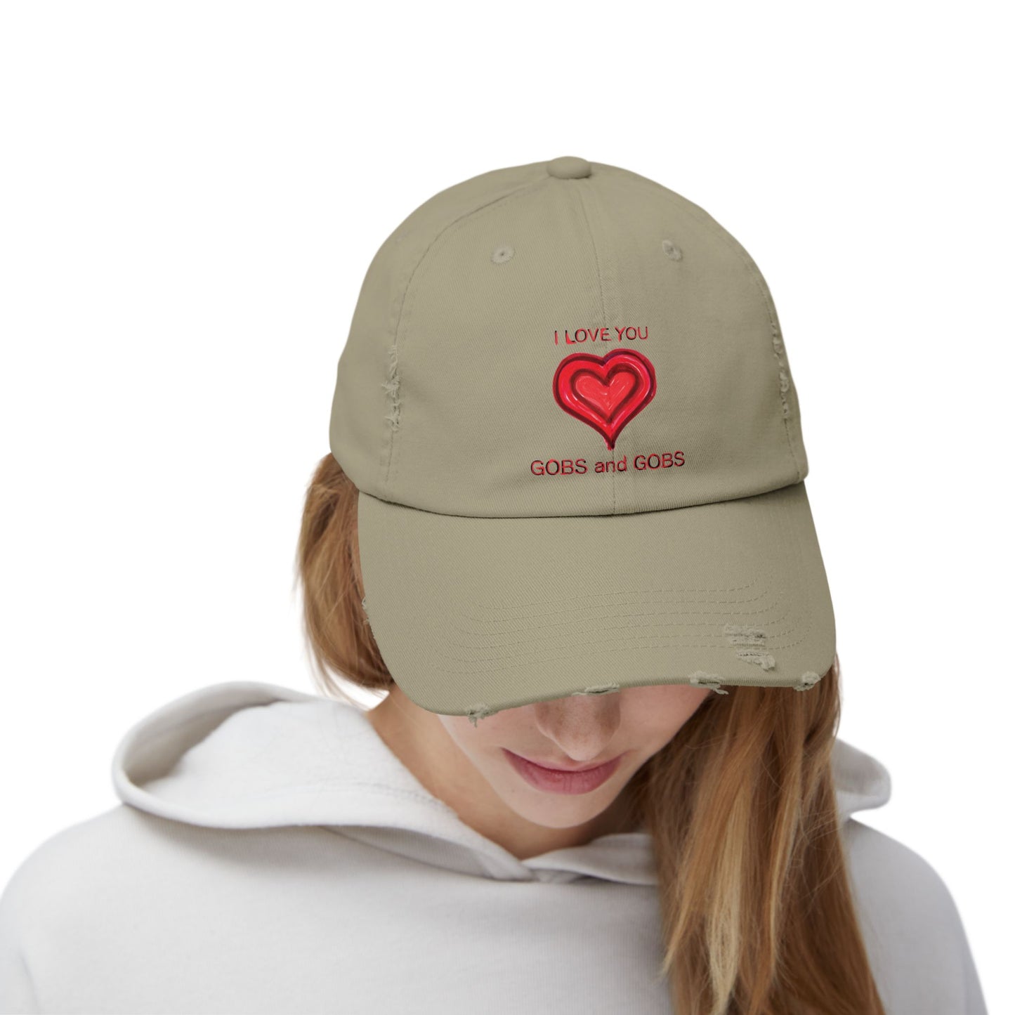 I Love You Gobs and Gobs Distressed Cap Hearts Gift Valentines Women Men Teens