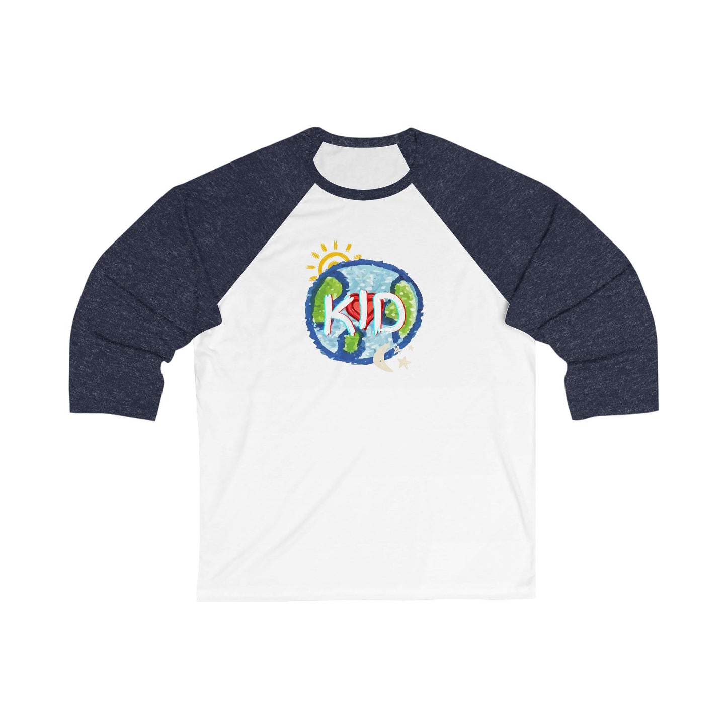 Kid Unisex 3\4 Sleeve Baseball Tee, adult sizes, whole world, sun moon stars, matching set, gender neutral, gift for women men teens friends