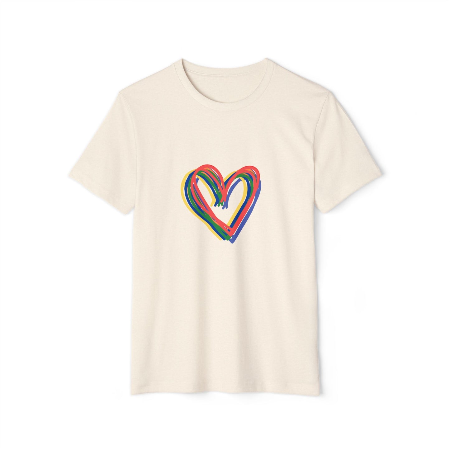 Rainbow Hearts Unisex T-Shirt, Sustainable Recycled Tee, Eco-Friendly Graphic Shirt, LGBTQ Pride Apparel, Love Rainbow Clothing