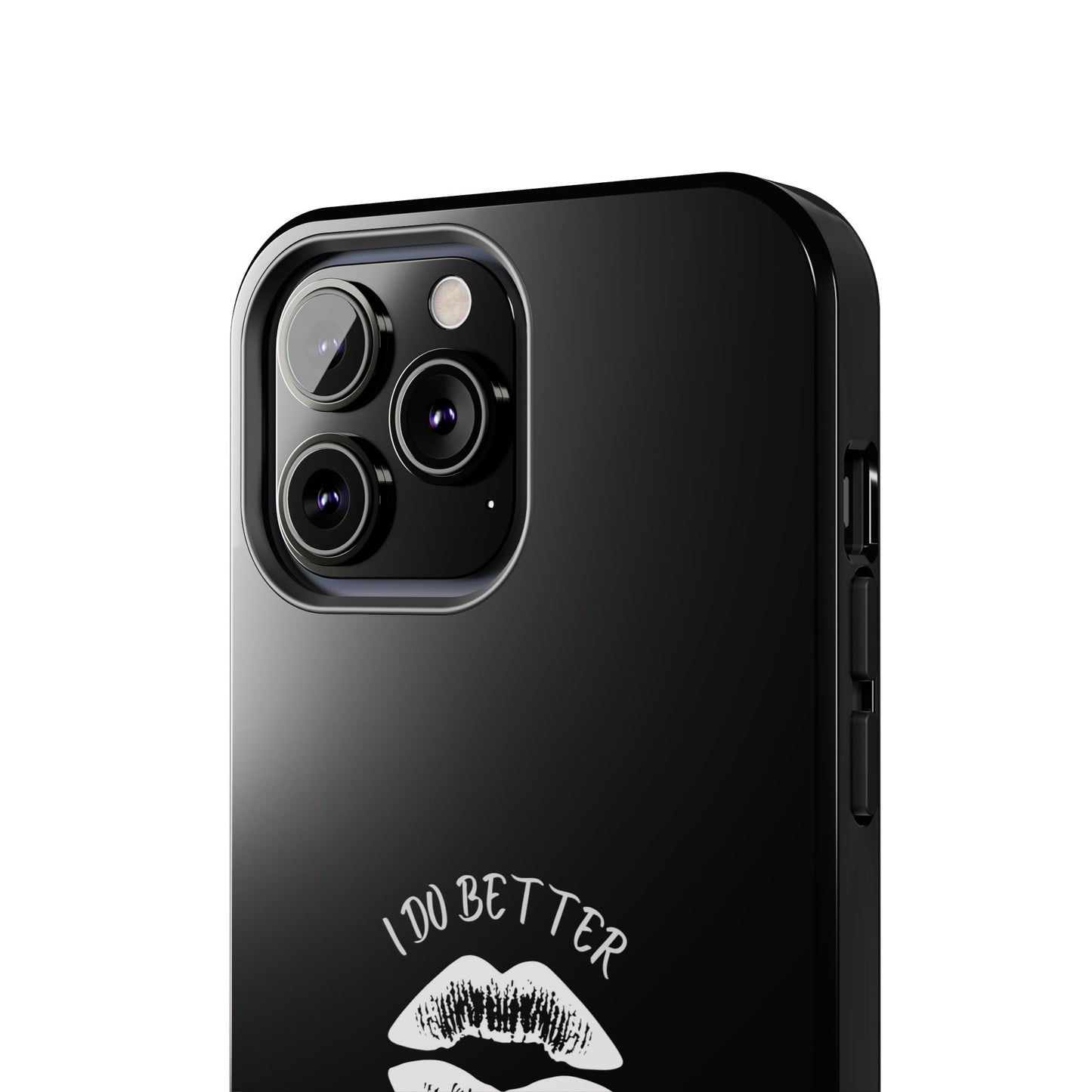 Glamorous Lipstick Tough Phone Cases - Empowered Gifts, Sassy Wireless Charging Cover, Fun Lips Samsung & iPhone Cases, Black Design