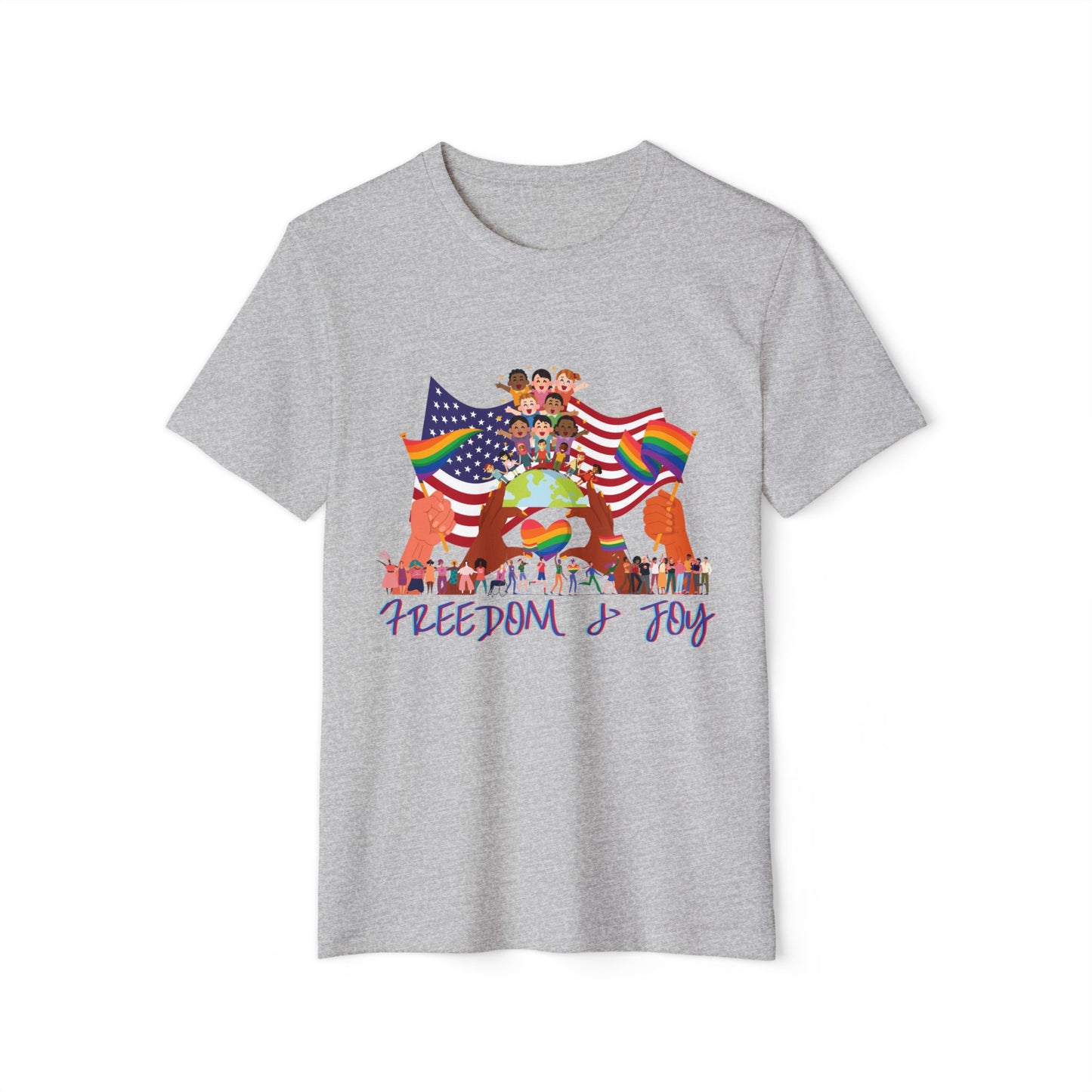 Freedom Flag Recycled T-Shirt, Pride Inclusion Equality Unisex Tee, Sustainable Organic Clothing