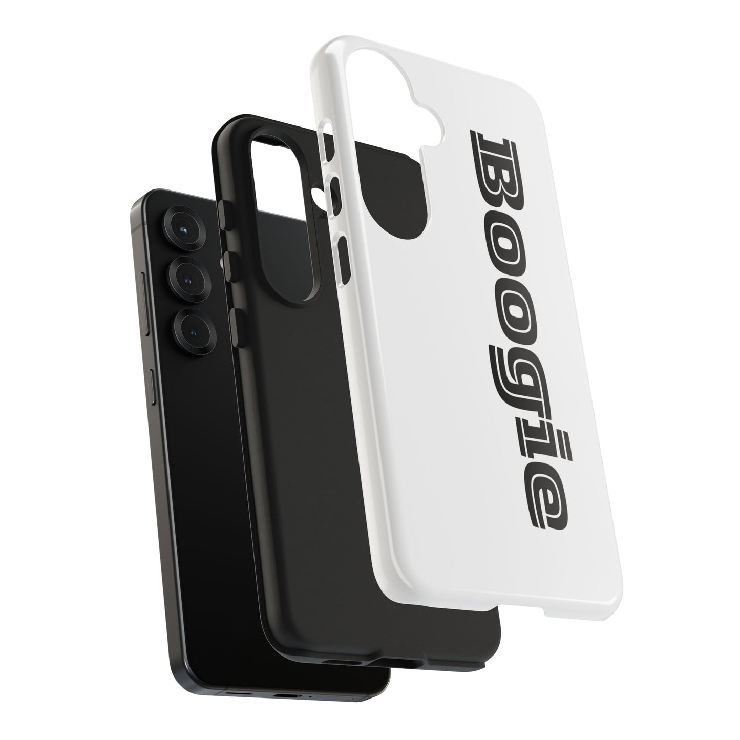 Boogie White Tough Phone Cases, iPhone Samsung cases, wireless charging, gender neutral women men friends kids teens gift birthday Christmas