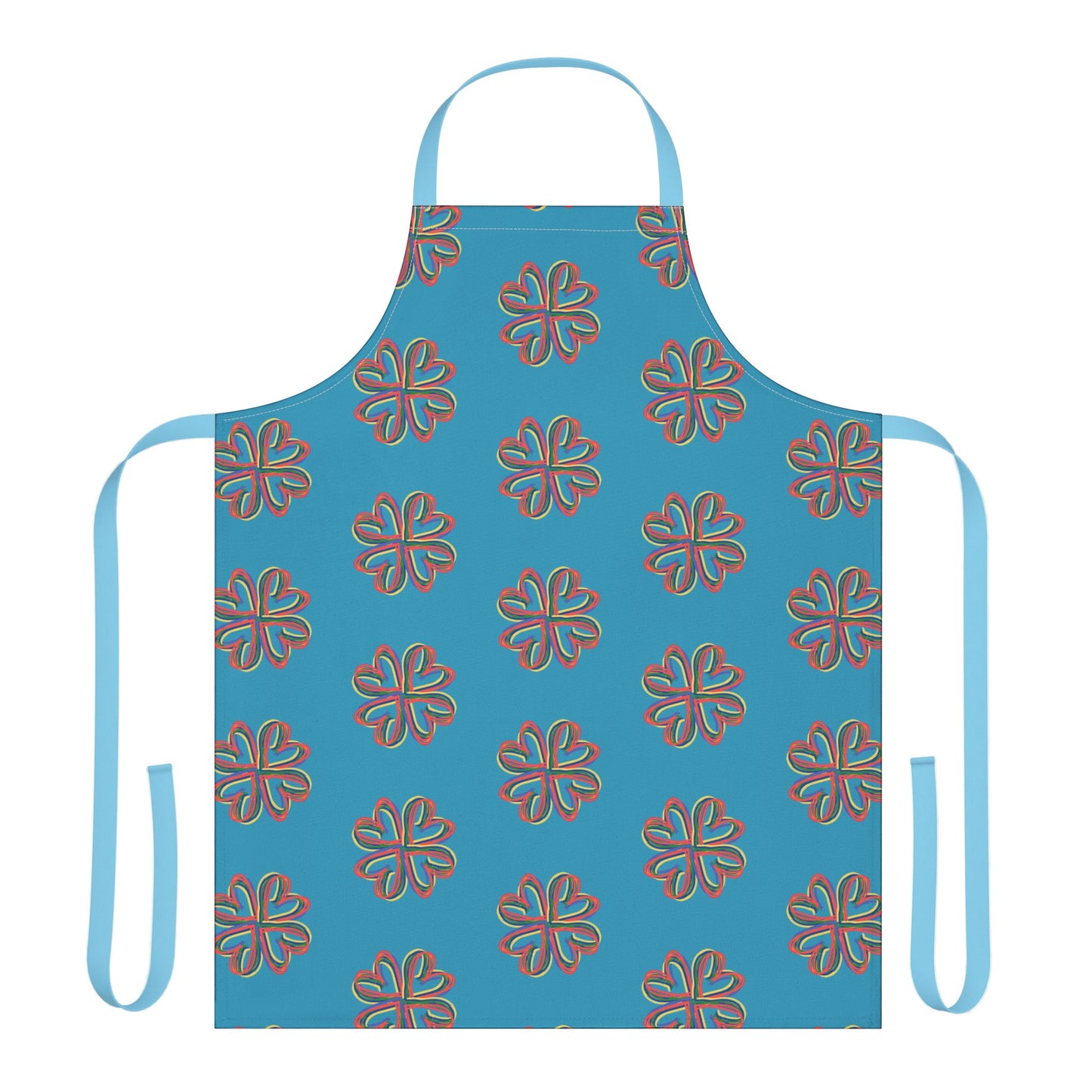 Apron, Turquoise Floral Unisex Chefs Apron, Grilling Cooking Kitchen Gender Neutral Gifts Women Men Friends Teens Birthday Christmas