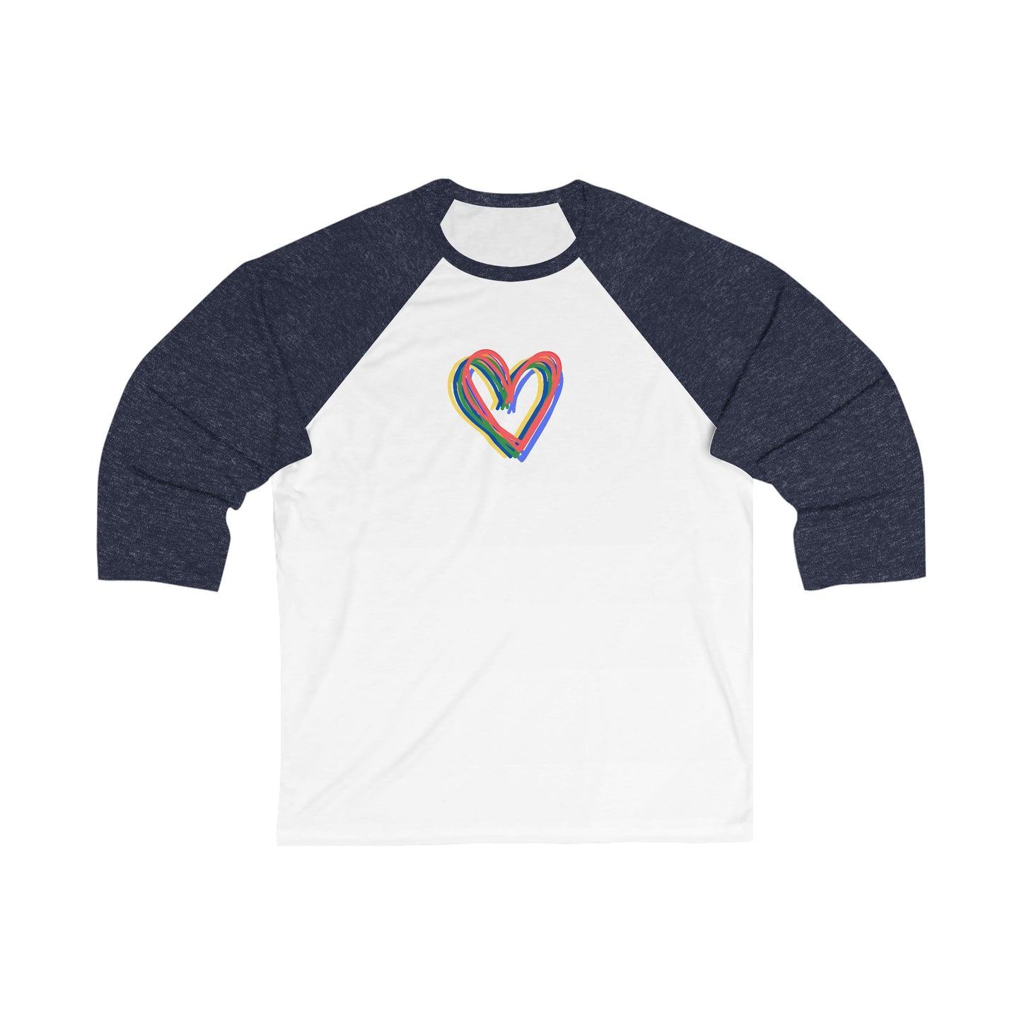 Rainbow Hearts Unisex 3\4 Sleeve Baseball Tee, love, pride, colorful, gender neutral, gifts, women men teens friends, Valentines, Christmas