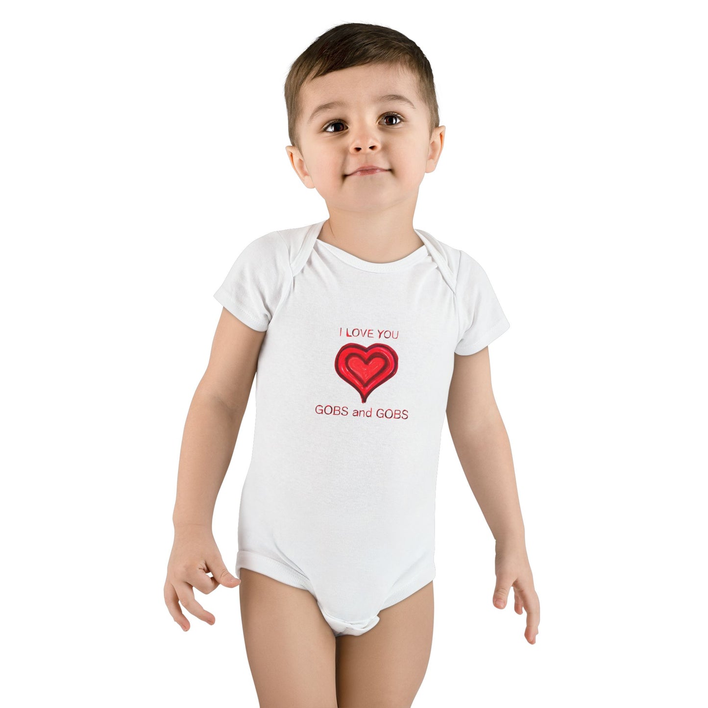 I Love You Gobs and Gobs Onesie® Organic Baby Bodysuit, 100 percent cotton, hearts, gender neutral, gift, boys, girls, birthday, Valentines