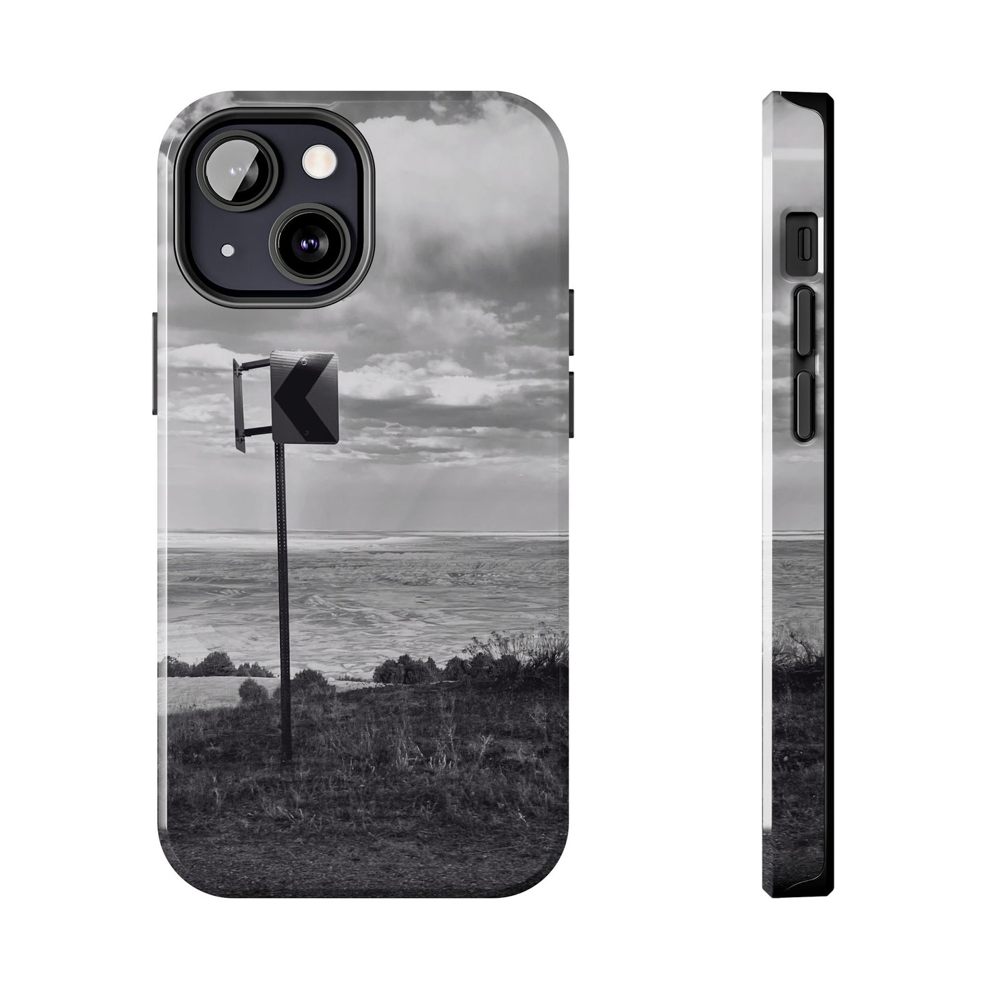 Road Sign Tough Phone Cases, iPhone & Samsung cases, wireless charging, black and white photo, nature, original art, gift birthday Christmas