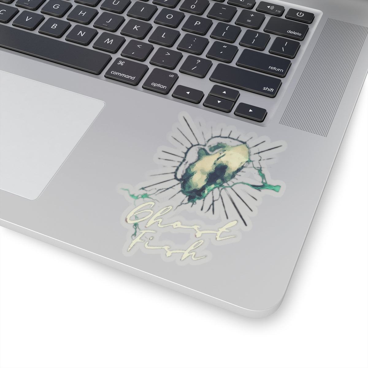 Ghost Fish Kiss-Cut Stickers, Graphic Art Decal for Water Bottle, Laptop, Phone, Planner, Journal