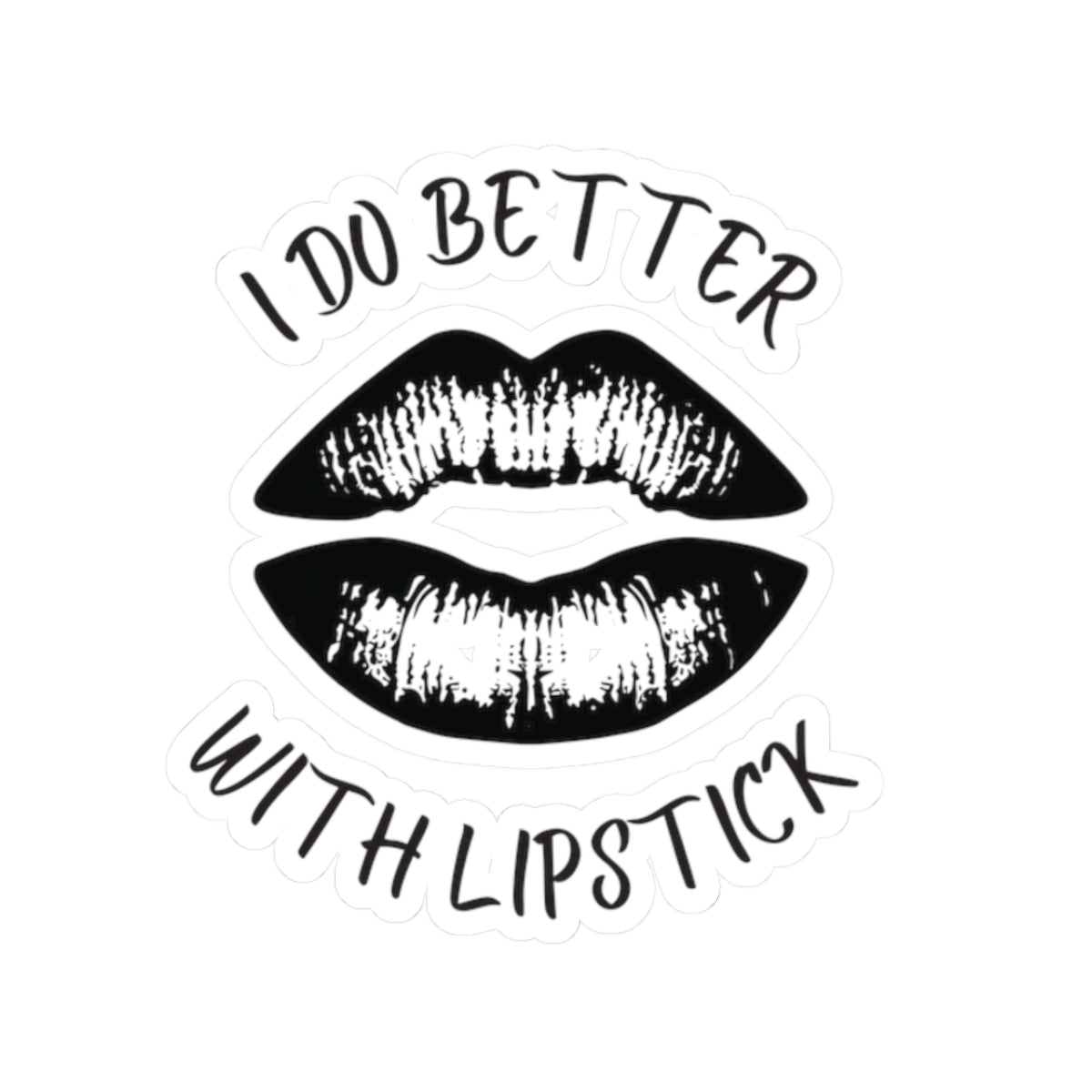 Lipstick Kiss-Cut Stickers - Lips Sticker, Black, Lip Design Decals for Journals, Laptops, Water Bottles, Scrapbooking, Feminine Accessories
