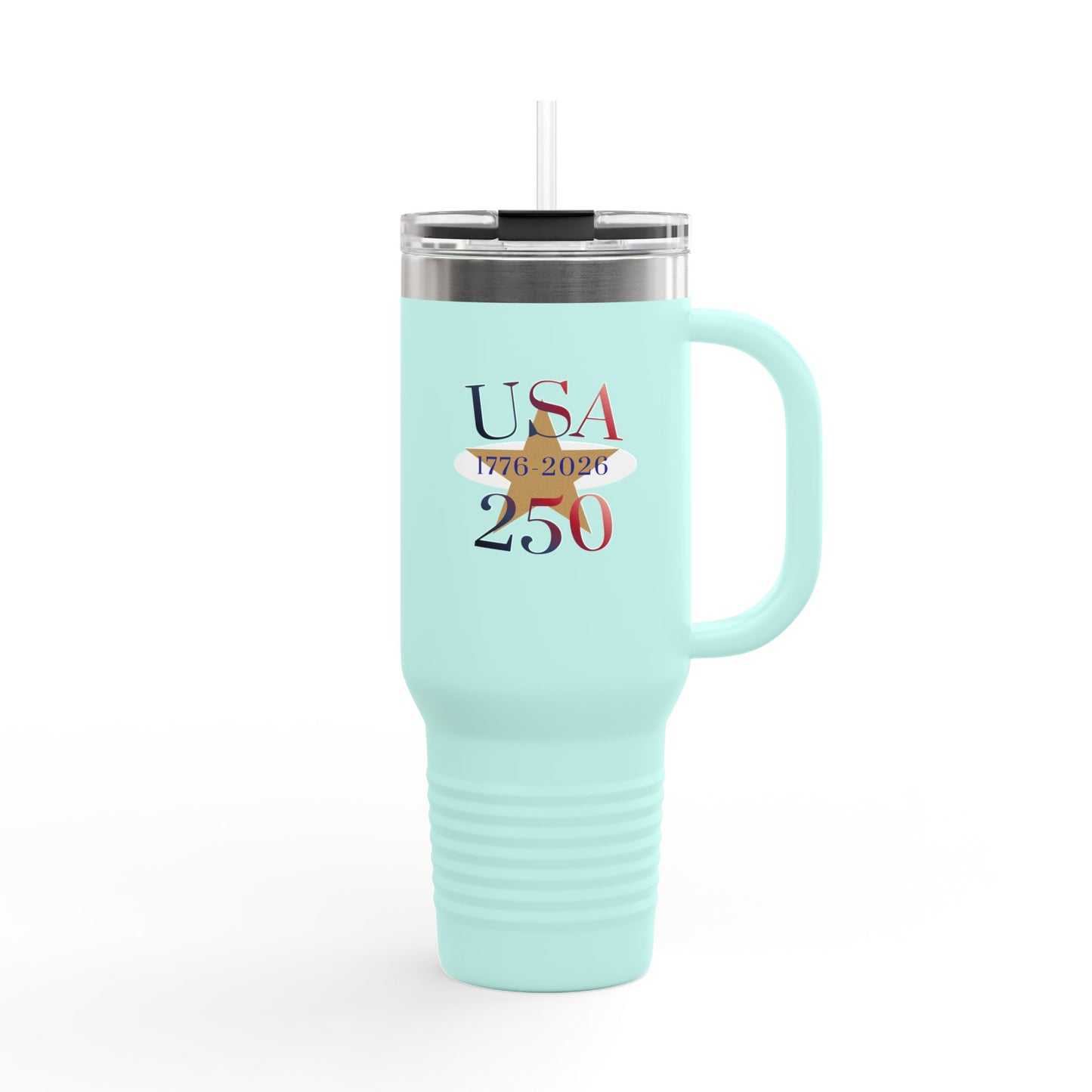 USA 250 Stainless Steel Travel Mug — 40oz Insulated Patriotic Tumbler (1776–2026)