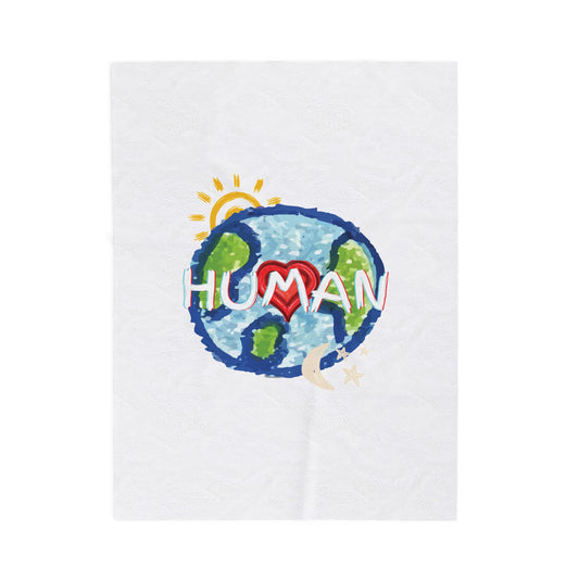 Human Colorful Velveteen Blanket, Cozy Throw, Home Decor, Gift, Bed Cover, Vibrant Couch Blanket, Gender Neutral, Birthday, Christmas
