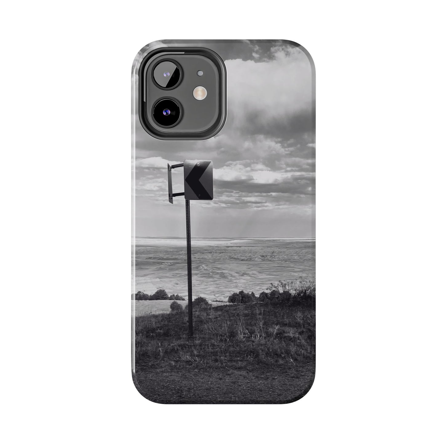 Road Sign Tough Phone Cases, iPhone & Samsung cases, wireless charging, black and white photo, nature, original art, gift birthday Christmas