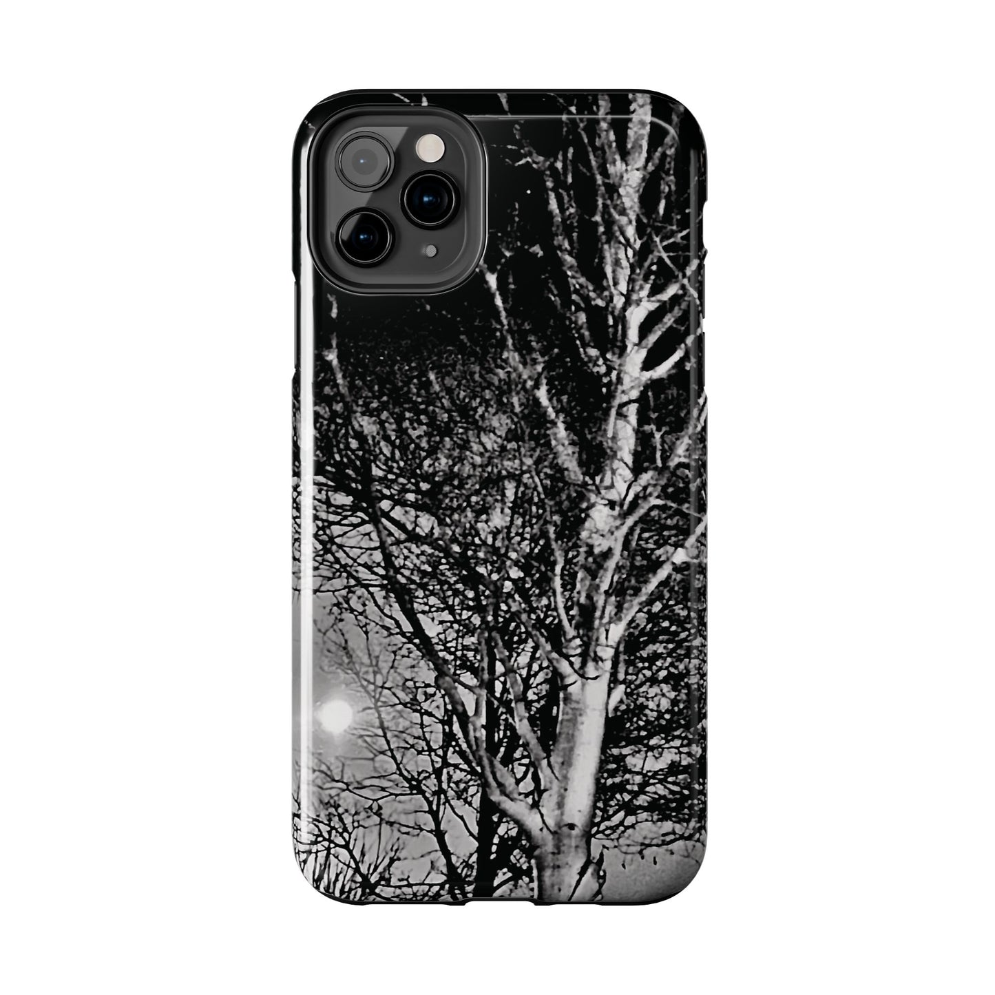 Worm Moon Night Trees Tough Phone Cases, iPhone & Samsung cases, wireless charging, trees, nature, spooky, original photo, gifts, Halloween