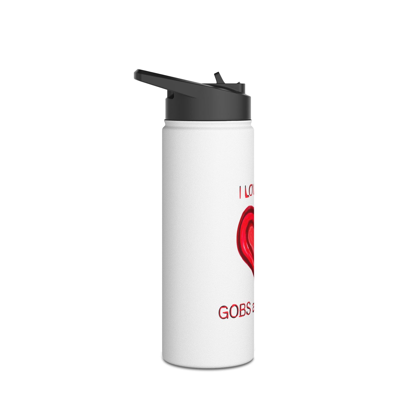 I Love You Gobs and Gobs Stainless Steel Water Bottle, Hearts, Exercise, Eco Friendly, Gender Neutral, Men, Women, Kids, Gifts, Valentines