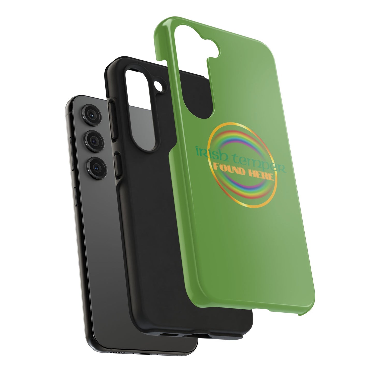Green Irish Temper Found Here Tough Phone Cases, iPhone & Samsung cases, wireless charging, gifts, St Patricks Day, Birthday, Christmas