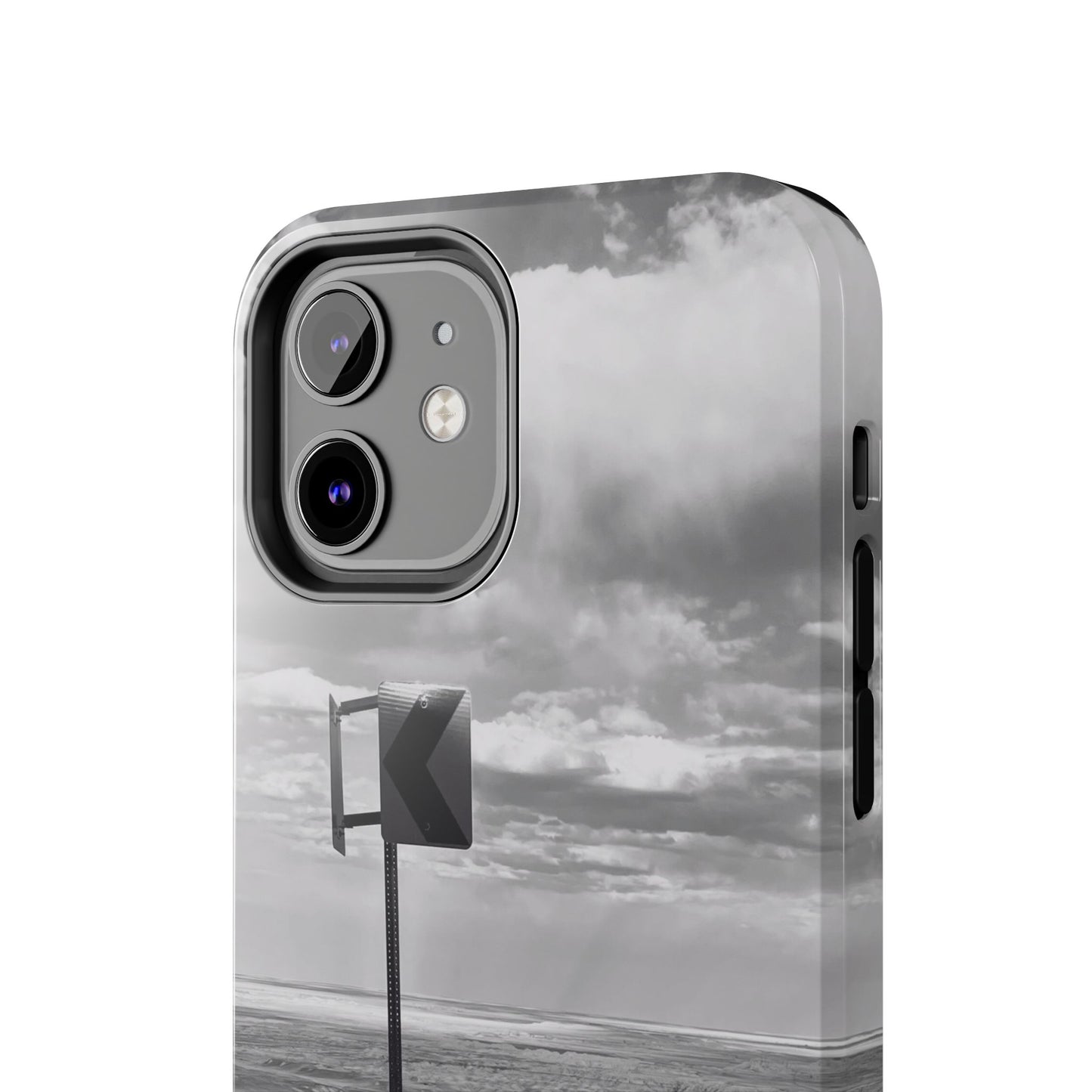 Road Sign Tough Phone Cases, iPhone & Samsung cases, wireless charging, black and white photo, nature, original art, gift birthday Christmas