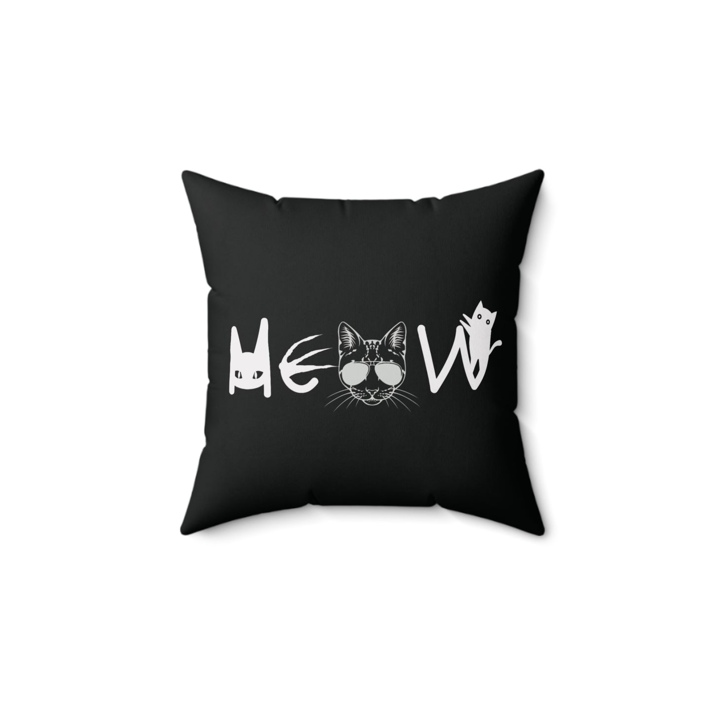 Meow Black Spun Polyester Square Pillow, Cats, Sassy, Fun, Equality, Election, Vote, Halloween, Decor, Dorm, Sofa, Throw, Gift, 4 Sizes