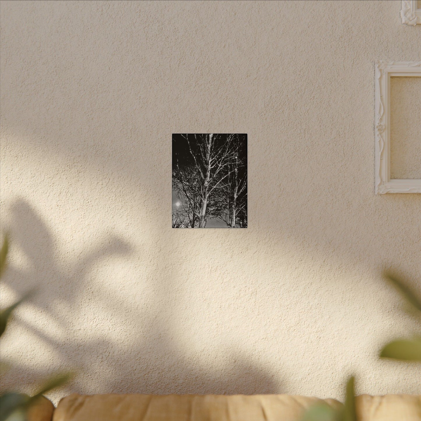 Canvas Wrap Worm Moon, Night Tree, Dark, Moon, Black and White, Photo, Artwork, Wall Art, Decor, Nature, Halloween, Gift, Eco, Matte Canvas