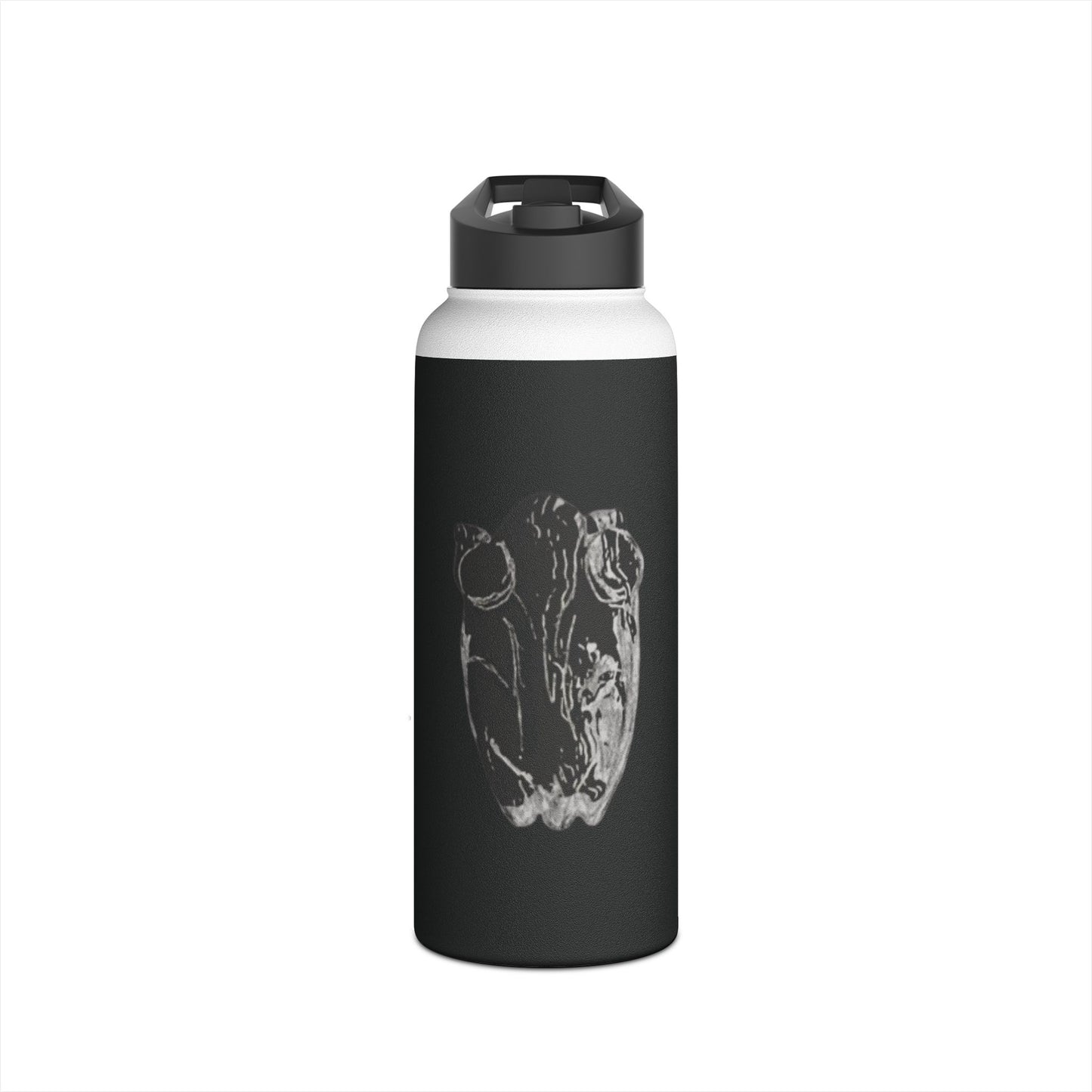 Frog Black Stainless Steel Water Bottle, Animals, Amphibians, Nature, Exercise, Eco Friendly, Gender Neutral, Men, Women, Kids, Gifts