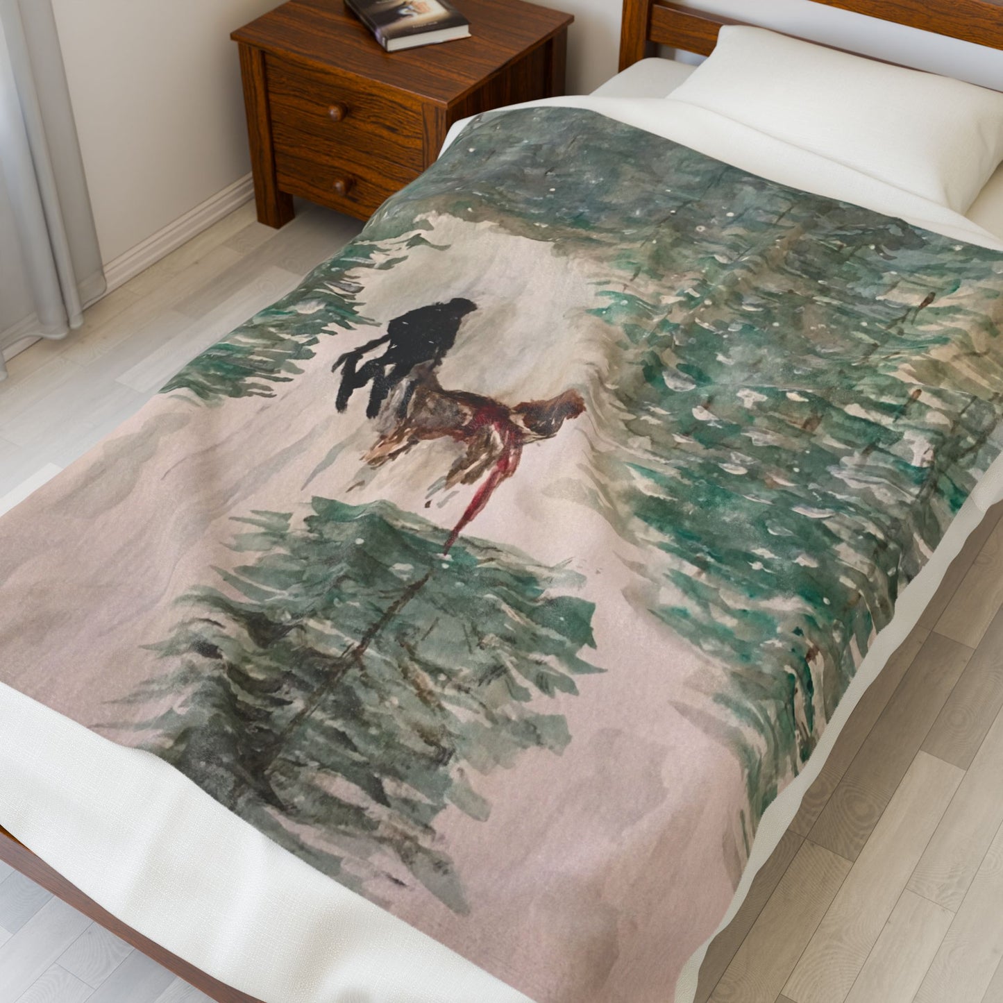 Dog Pulling Tree Velveteen Blanket, Cozy Throw, Home Decor, Gift, Bed Cover, Vibrant Couch Blanket, Birthday Wedding Anniversary Christmas