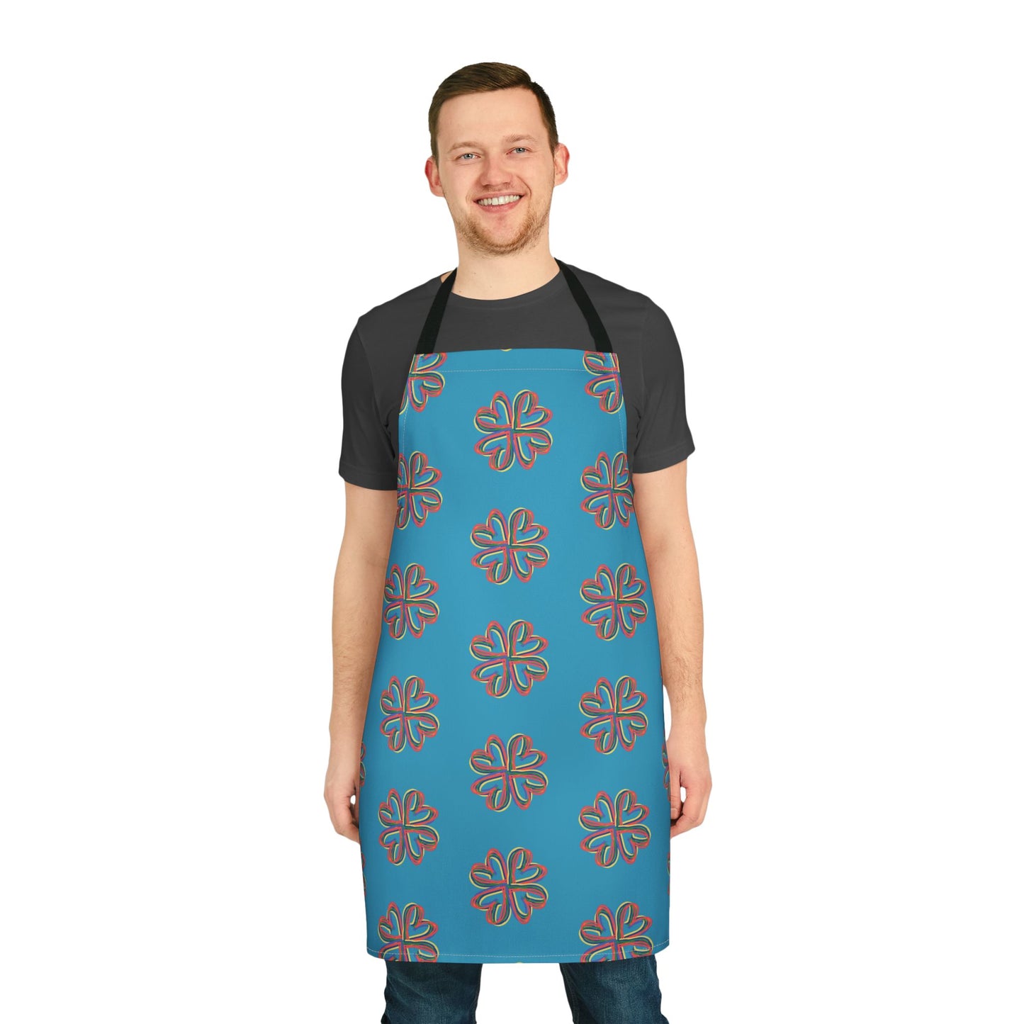 Apron, Turquoise Floral Unisex Chefs Apron, Grilling Cooking Kitchen Gender Neutral Gifts Women Men Friends Teens Birthday Christmas