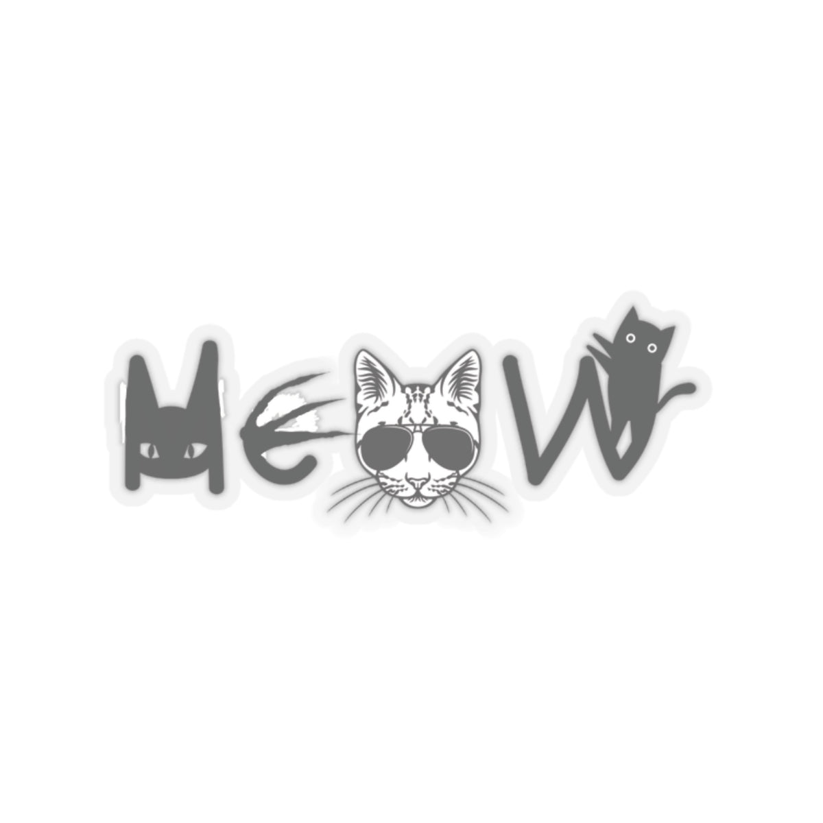 Cat Meow Black Kiss-Cut Stickers - Cat Lover Gift, Cute Kitty Decal, Pet Owner Present, Animal Lover Sticker, Laptop Decal