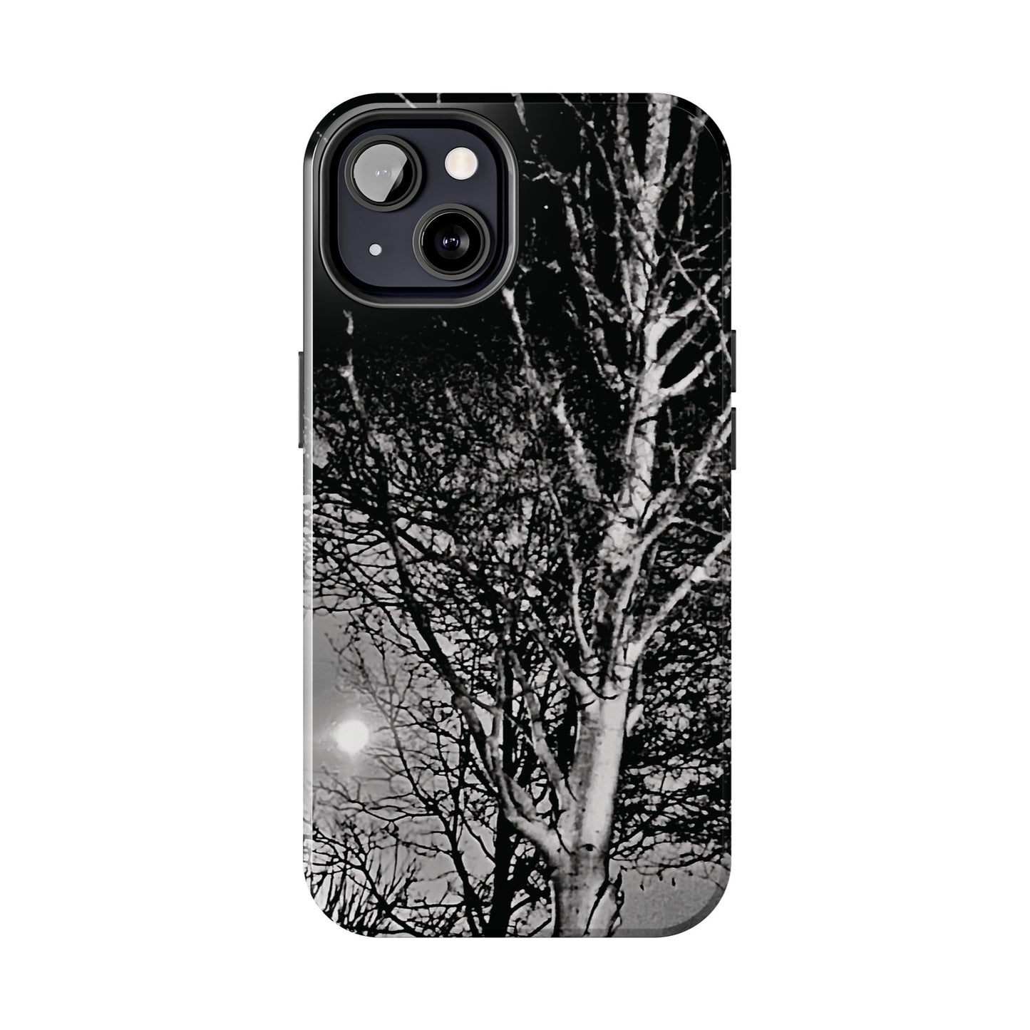 Worm Moon Night Trees Tough Phone Cases, iPhone & Samsung cases, wireless charging, trees, nature, spooky, original photo, gifts, Halloween
