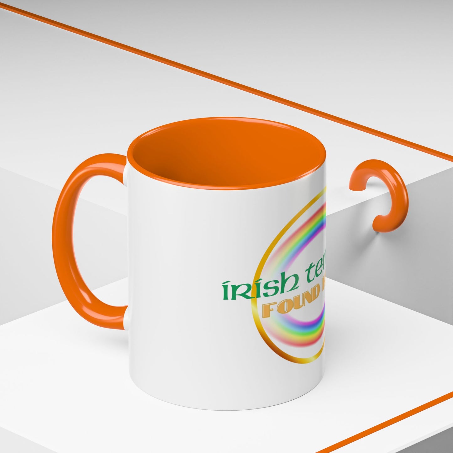 Coffee Mug - Irish Temper Found Here, Rainbow Design, BPA-Free Ceramic, St Patricks Gift