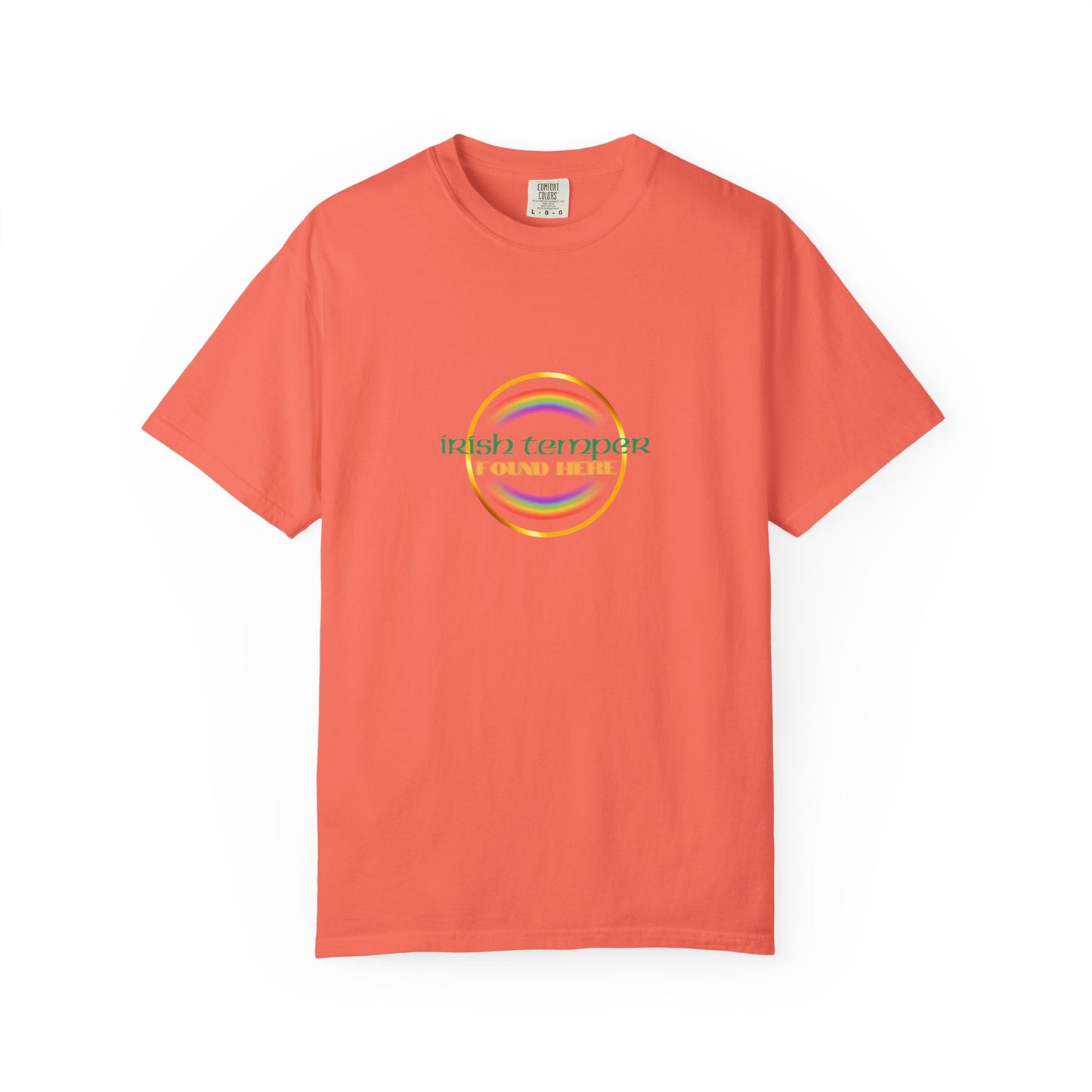 Irish Temper Found Here Unisex Garment-Dyed T-shirt, rainbow, fun, gender neutral, casual, relaxed, soft, preshrunk cotton, St Patricks Day