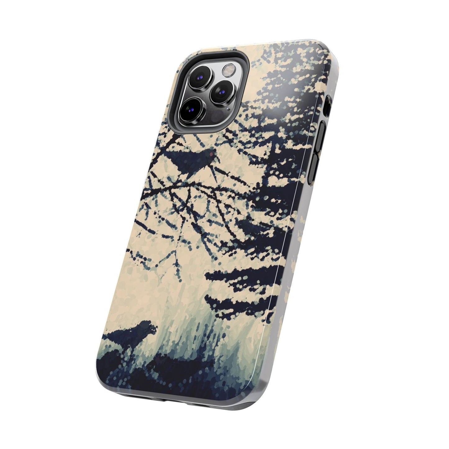Crows in Forest Tough Phone Cases, iPhone & Samsung cases, wireless charging, crows, trees, birds, original artwork, gifts, Halloween