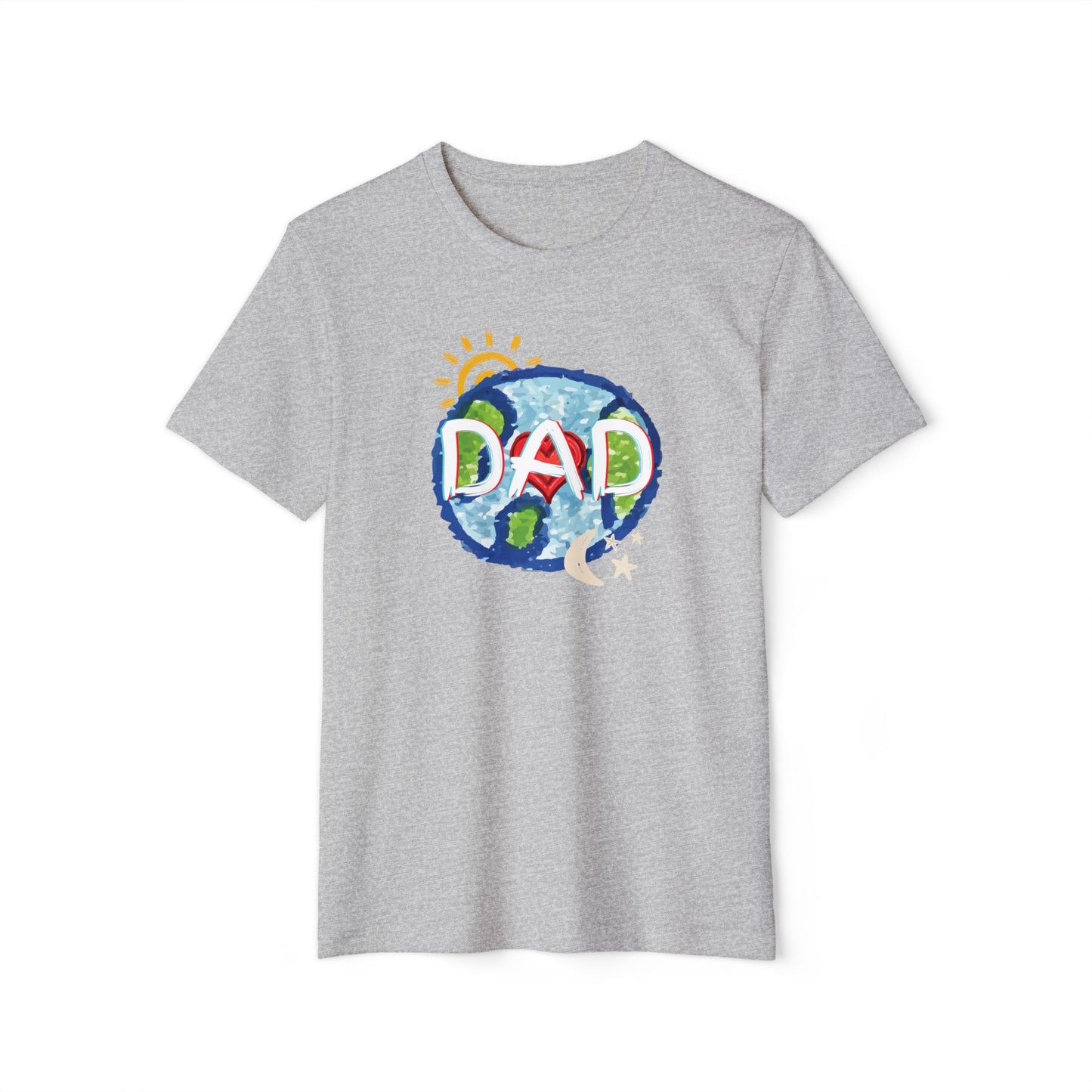 Dad Whole World Sun Moon Stars Heart Unisex Recycled Organic T-Shirt, Father's Day Gift, Family Matching Outfit, Eco-Friendly Tee, Unique