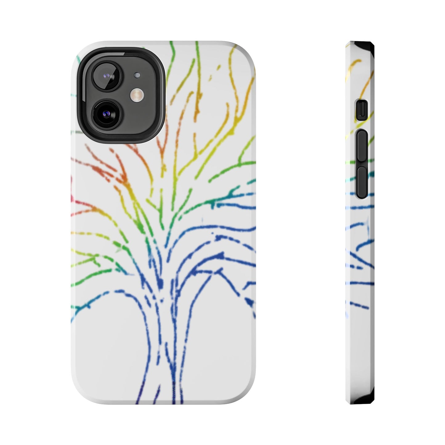 Rainbow Tree Tough Phone Cases - Colorful Nature Love Pride Gender Neutral Gifts for Friends, iPhone Samsung Wireless Charging Cover, LGBTQ+