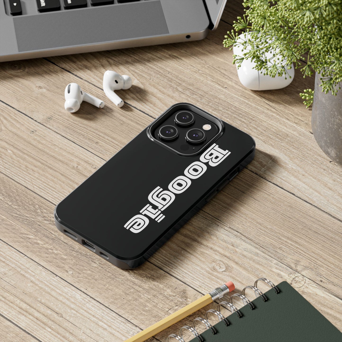 Boogie Black Tough Phone Cases, iPhone Samsung cases, wireless charging, gender neutral women men friends kids teens gift birthday Christmas