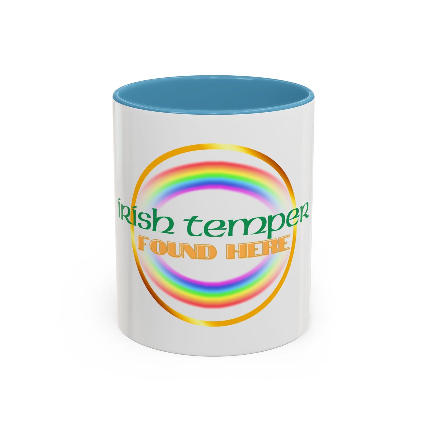 Coffee Mug - Irish Temper Found Here, Rainbow Design, BPA-Free Ceramic, St Patricks Gift