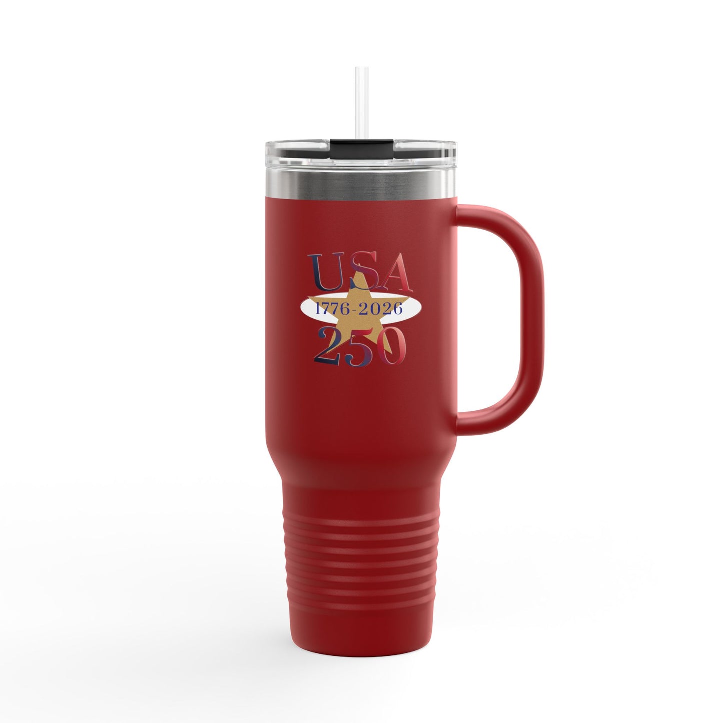 USA 250 Stainless Steel Travel Mug — 40oz Insulated Patriotic Tumbler (1776–2026)