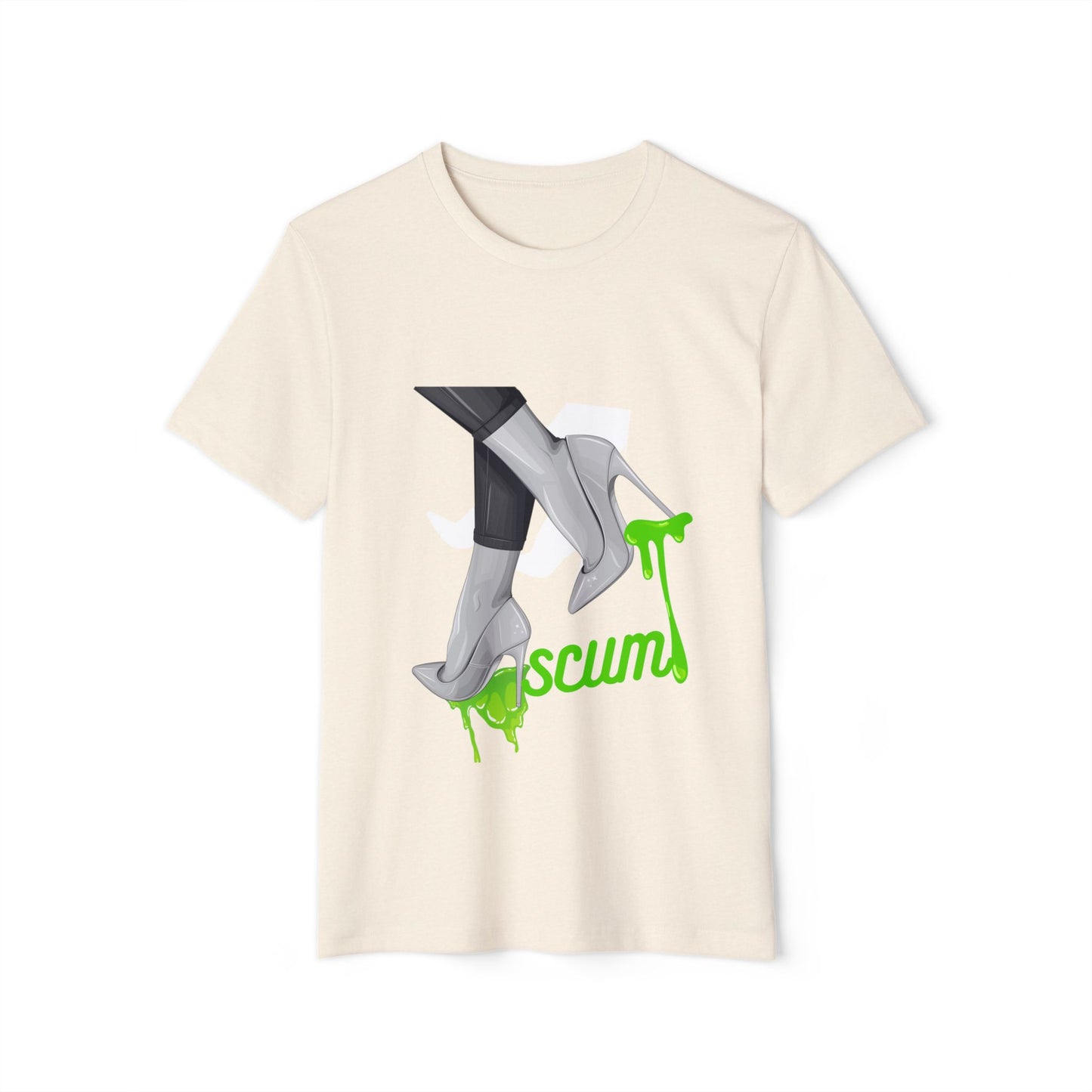 Graphic Tee Unisex Recycled Organic T-Shirt, High Heels Dripping Scum Tee, Fashionable Eco-Friendly Shirt, Sustainable Streetwear Top,