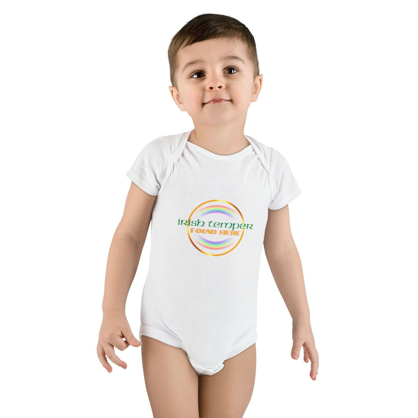 Irish Temper Found Here Onesie® Organic Baby Bodysuit, 100 percent cotton, rainbow, funny, gender neutral, gift, boys, girls, St Patricks