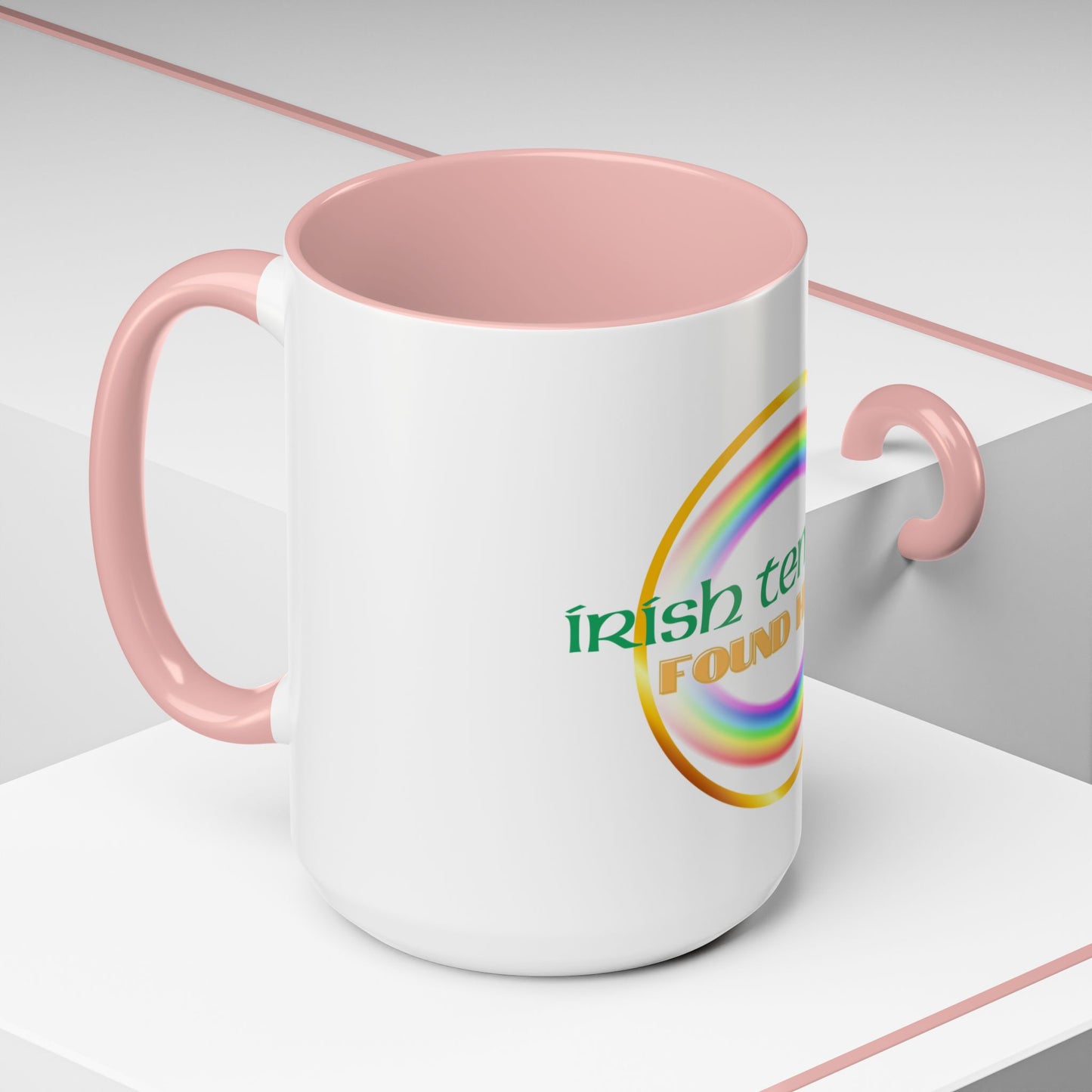 Coffee Mug - Irish Temper Found Here, Rainbow Design, BPA-Free Ceramic, St Patricks Gift