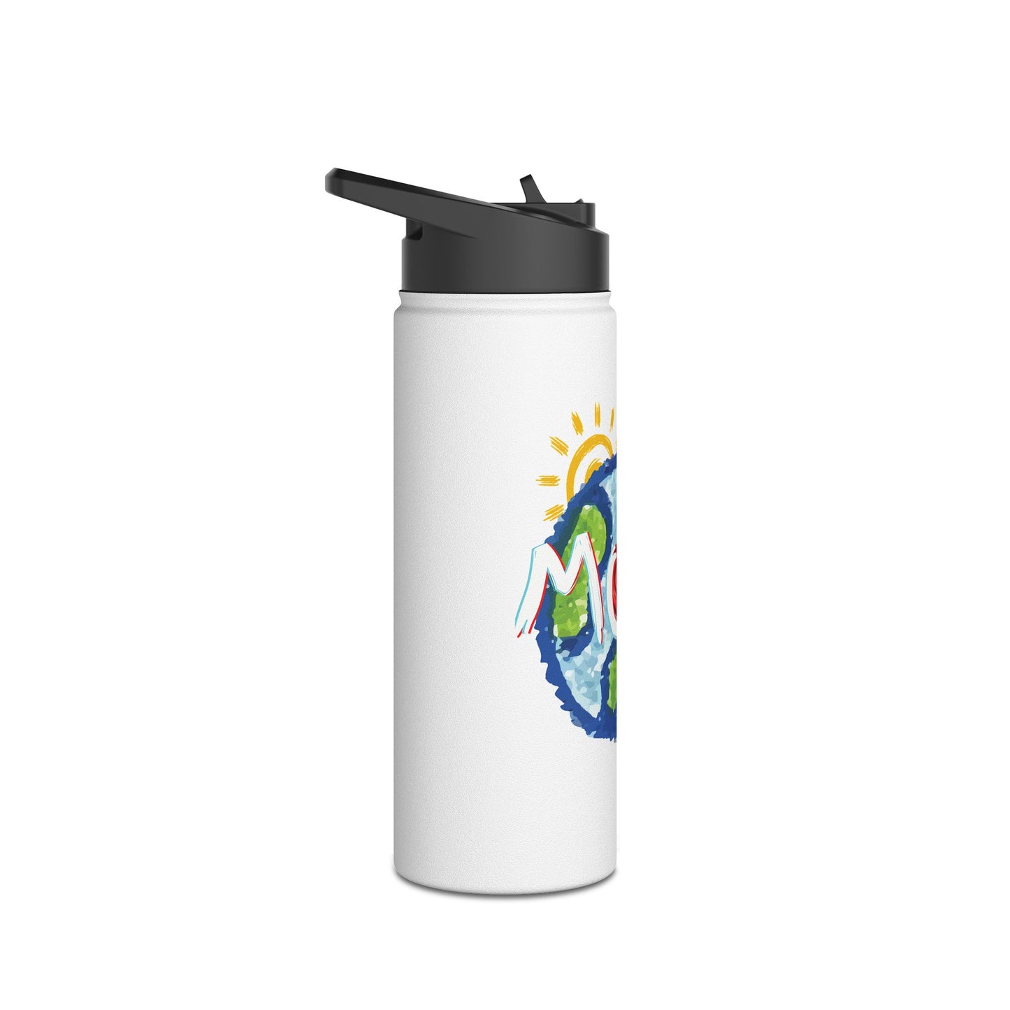 MOM Stainless Steel Water Bottle, Whole World, Sun, Moon & Stars, Heart, Love, Mothers Day, Gifts for Women, Exercise, Eco, Gender Neutral