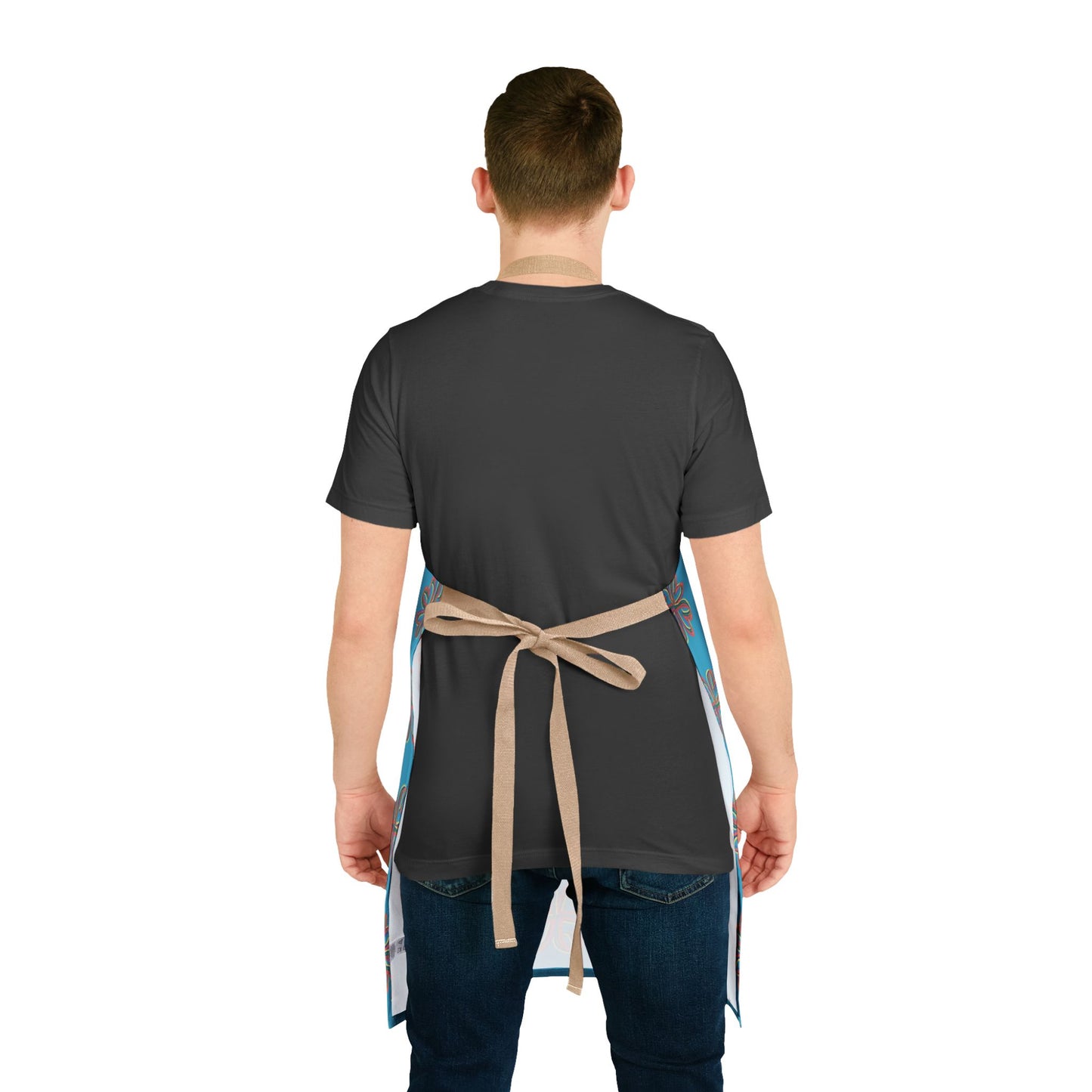 Apron, Turquoise Floral Unisex Chefs Apron, Grilling Cooking Kitchen Gender Neutral Gifts Women Men Friends Teens Birthday Christmas