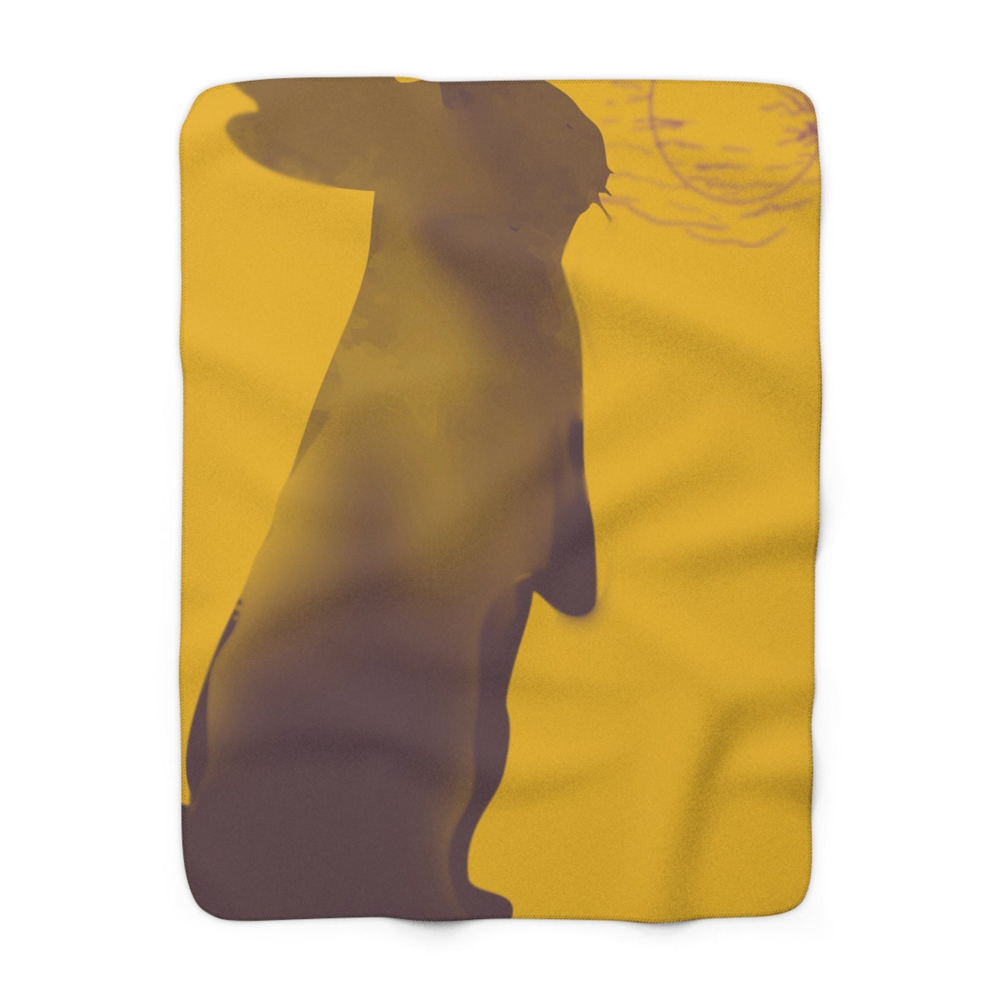 Rabbit Moon Yellow Sherpa Fleece Blanket, Bunny, Sleep, Calm, Home Decor, Warm, Soft, Cozy, Gender Neutral, Gift, Throw, 50x60 60x80