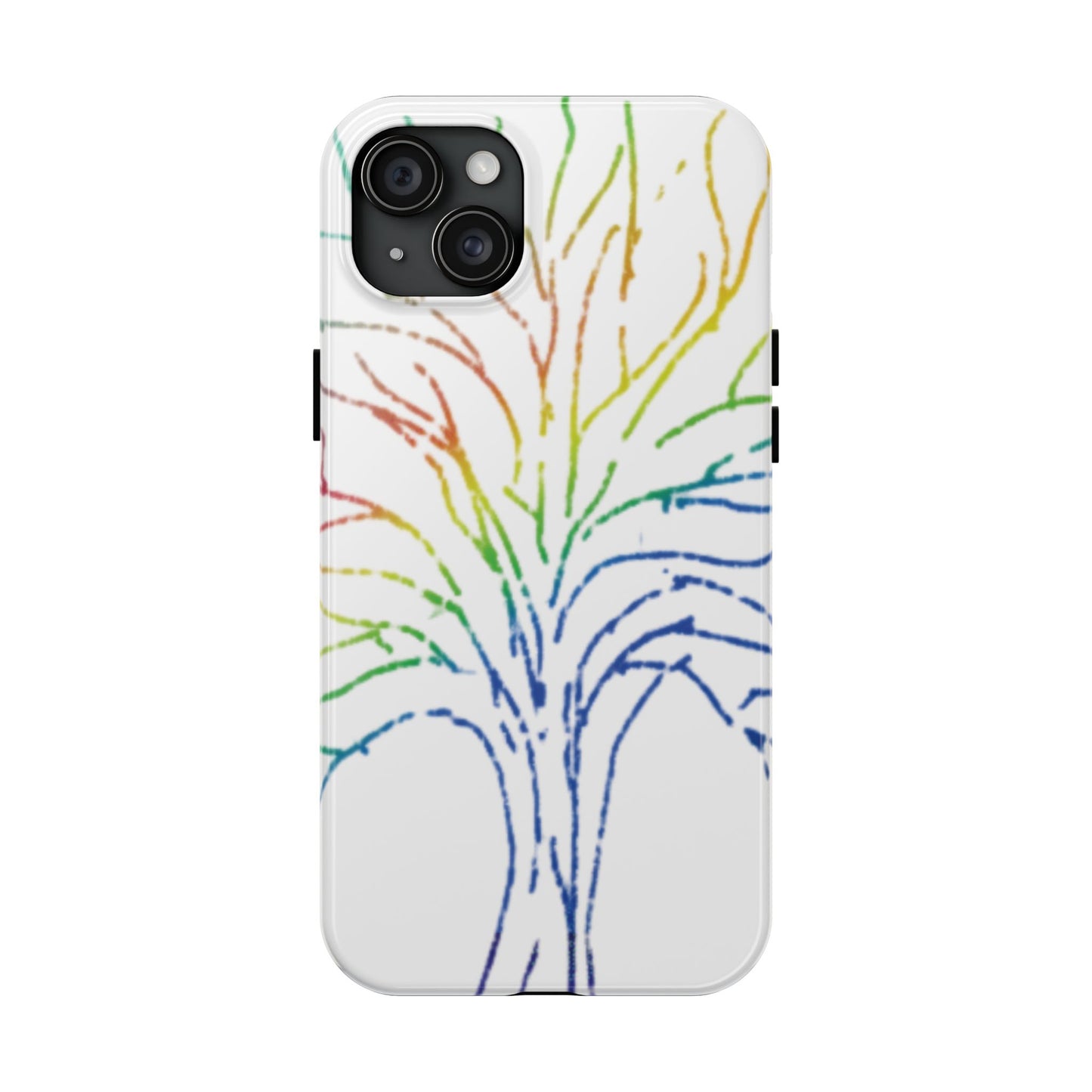 Rainbow Tree Tough Phone Cases - Colorful Nature Love Pride Gender Neutral Gifts for Friends, iPhone Samsung Wireless Charging Cover, LGBTQ+